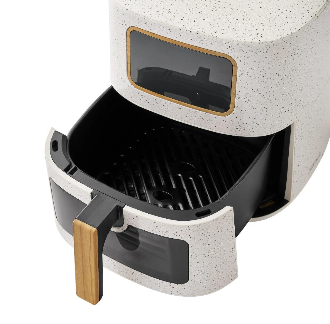 Pioneer Woman 5.8 qt Air Fryer, Linen Speckle - Energy Efficient, 9 Pieces Utensil Set, Bundle - Image 4