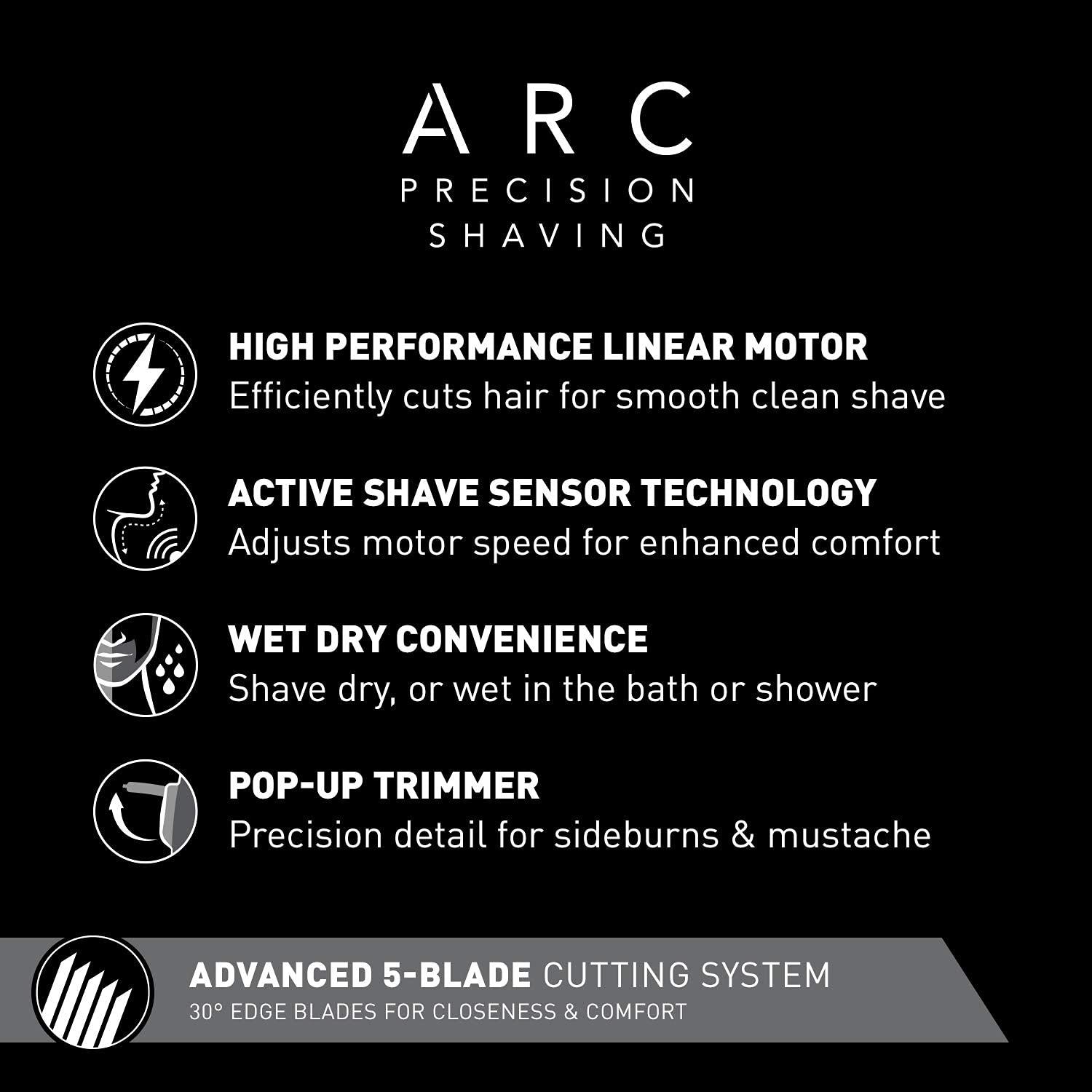 Panasonic ARC5 Electric Razor for Men with Pop-Up Trimmer, Wet/Dry 5-Blade Electric Shaver with Intelligent Shave Sensor and Multi-Flex Pivoting Head – ES-LV65-S (Silver) - Image 2