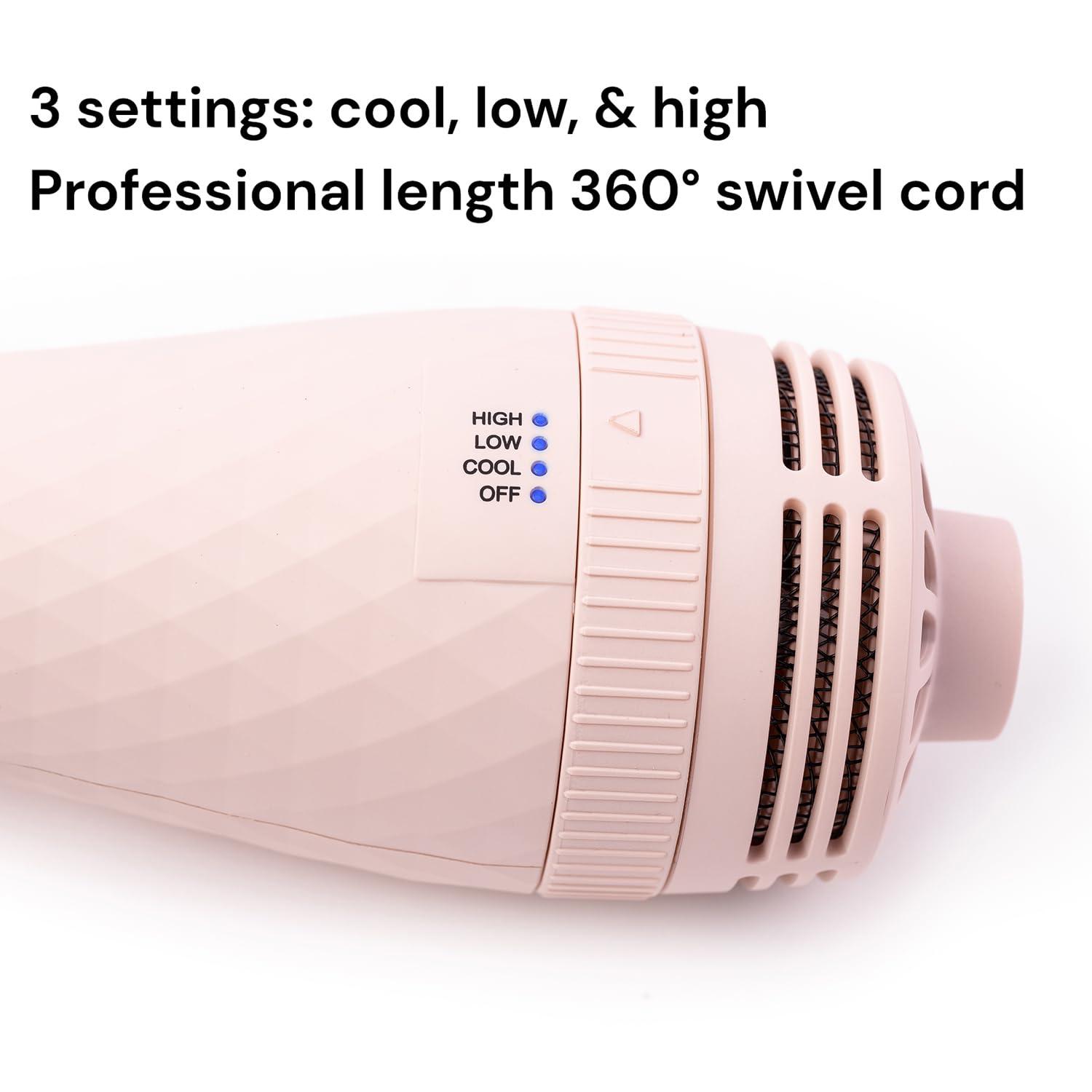 L'ANGE HAIR Le Volume Blow Dryer Brush, 2-in-1, Hot Air Brush, Oval Barrel, Hair Styler, Titanium, All Hair Types, Smooth, Frizz-Free, Blush, 60mm - Image 5