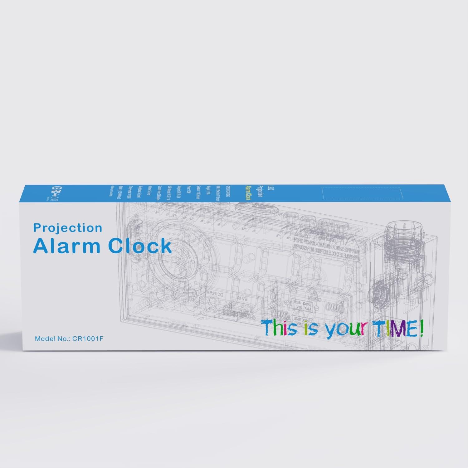 Digital Projection Alarm Clocks for Bedrooms - Large LED Display, 180° Rotatable Projector, 5-Level Dimmer,USB Charger,Battery Backup,Loud Dual Alarms for Kids Elderly,Heavy Sleepers,Snooze,12/24H,DST - Image 10