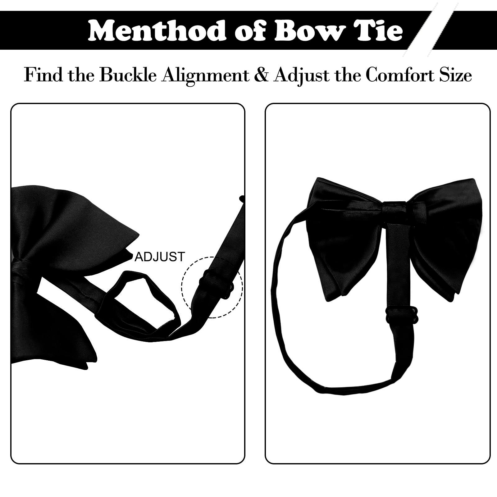 Mantieqingway Bow Ties for Men, Pre Tied Bowtie Adjustable Oversize Mens Bow Tie for Tuxedo, Vest, Wedding, Party, Graduation - Image 4
