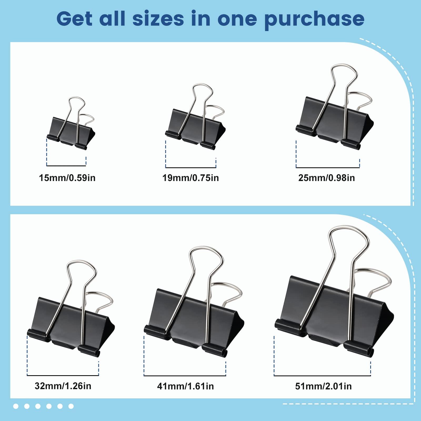 208 PCS Binder Clips Paper Clamps Assorted Sizes, Metal Paper Binder Clip, Black Binding Paperwork Clamp Bulk, School Teachers Office Supplies - Image 7