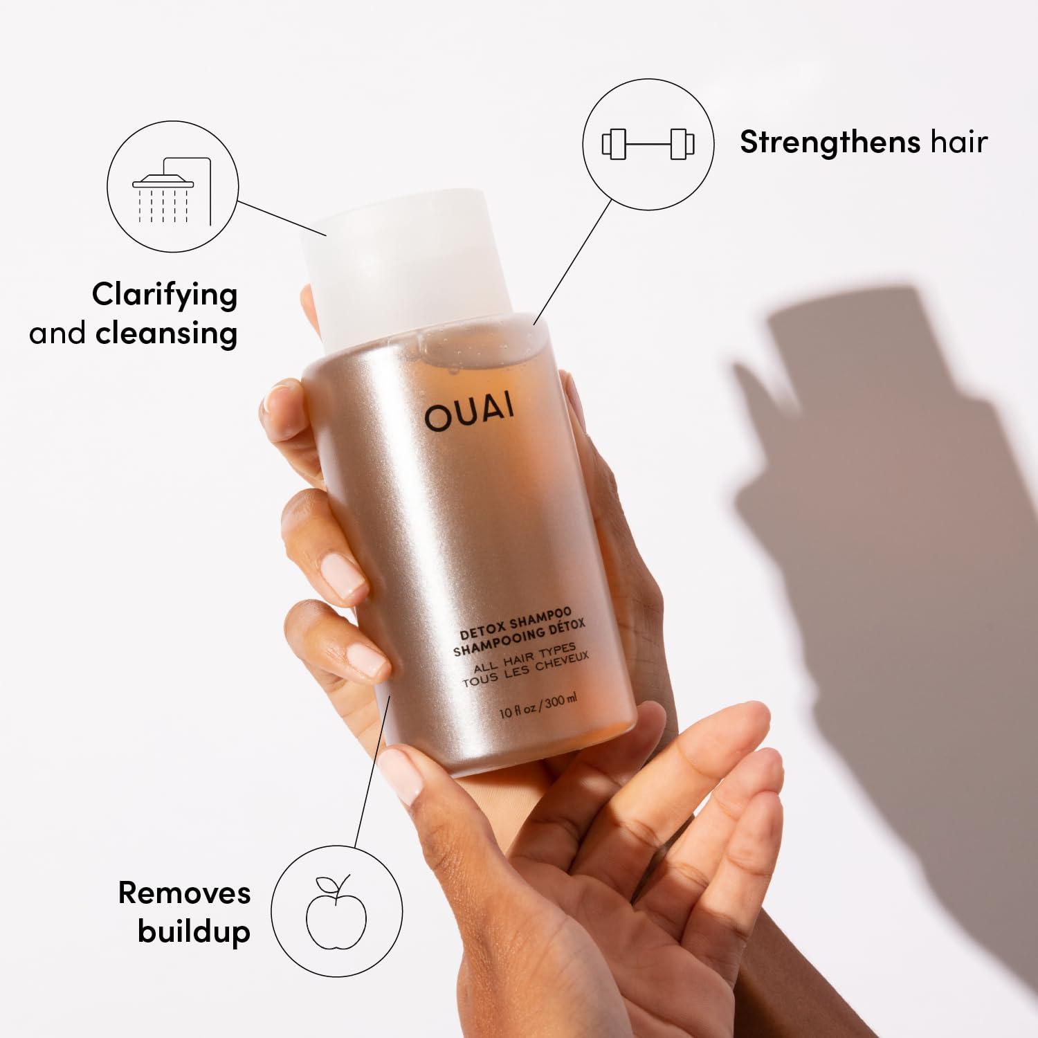 OUAI Detox Shampoo - Clarifying Shampoo for Build Up, Dirt, Oil, Product and Hard Water - Apple Cider Vinegar & Keratin for Clean, Refreshed Hair - Sulfate-Free Hair Care (10 oz) - Image 2