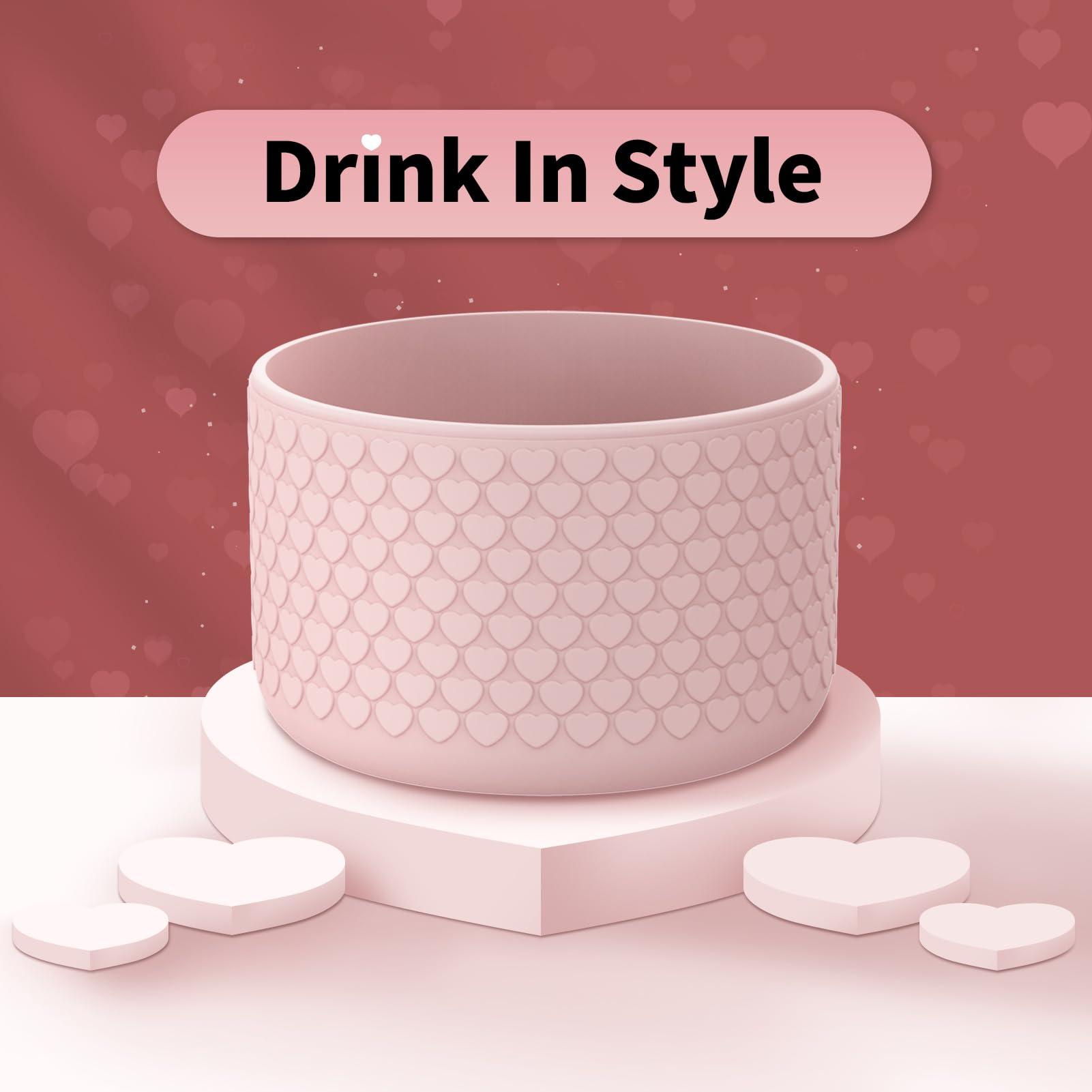 WUQID Heart Shape Silicone Boot, Compatible with Hydro Flask Wide Mouth Vacuum Water 32oz Bottle, Anti-Slip Reduce Dent Protective Bottom Sleeve Cover - Image 3