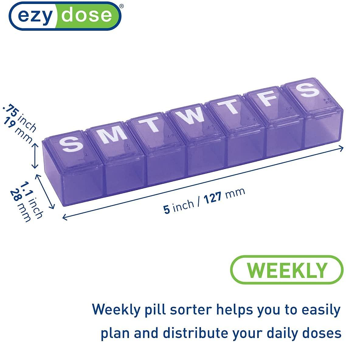Ezy Dose Weekly (7-Day) Pill Organizer, Vitamin and Medicine Box, Medium Compartments, Colors may vary, Made in the USA - Image 4