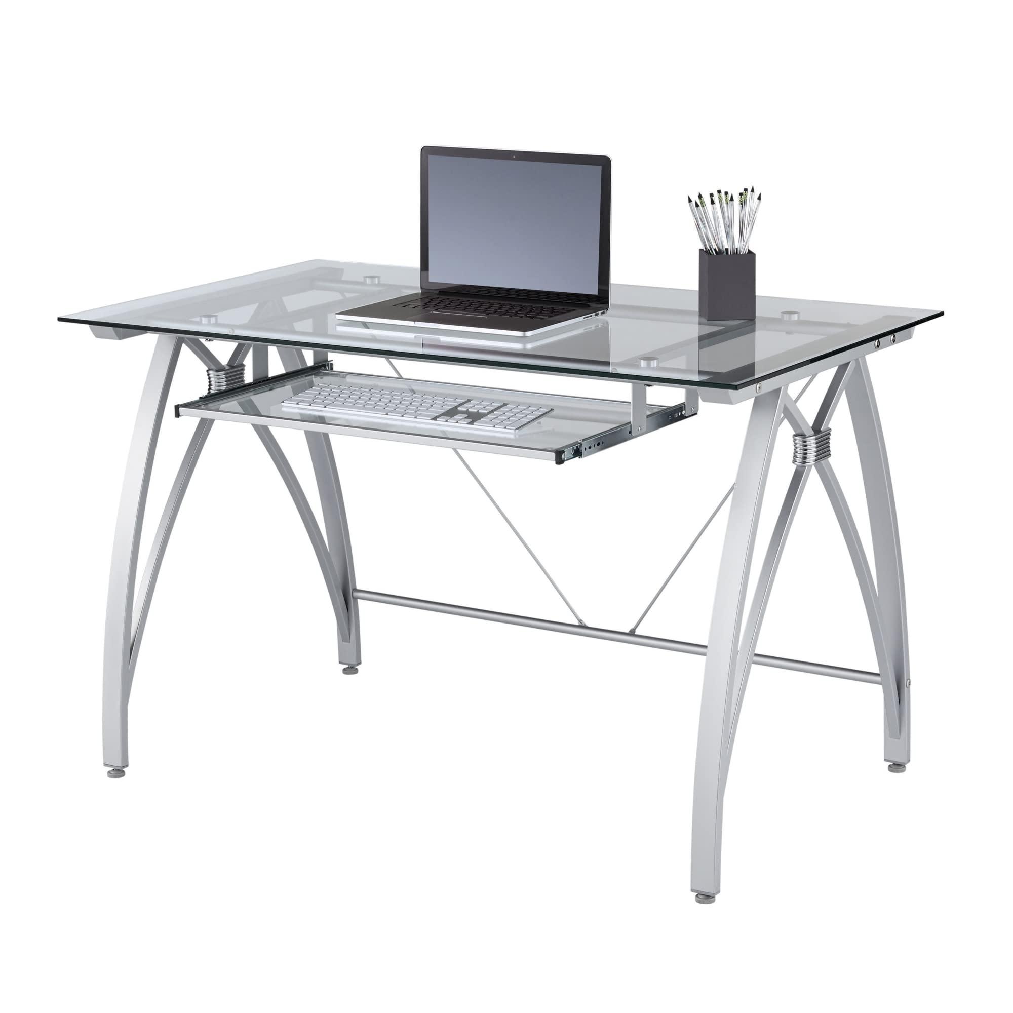 Realspace® Vista 48"W Glass Computer Desk, Silver - Image 3