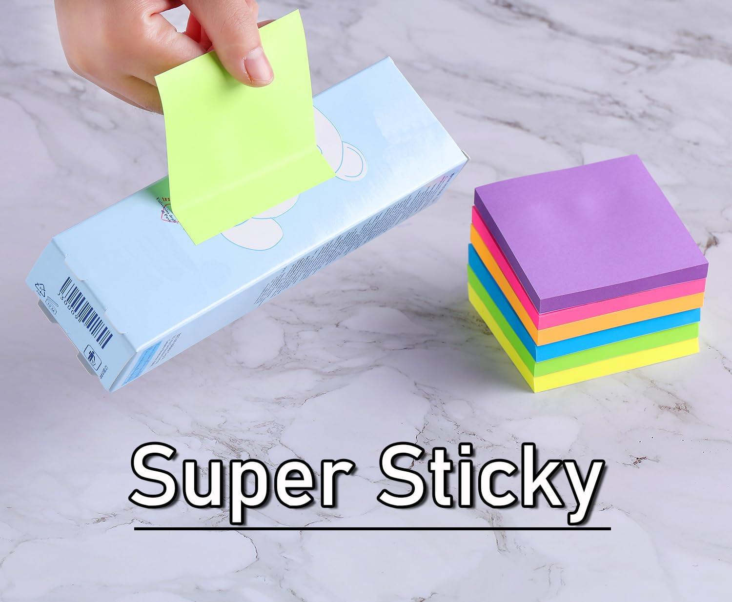 (24 Pack) Sticky Notes 3x3 in Post Bright Stickies Colorful Super Sticking Power Memo Pads, Strong Adhesive, 74 Sheets/pad - Image 5