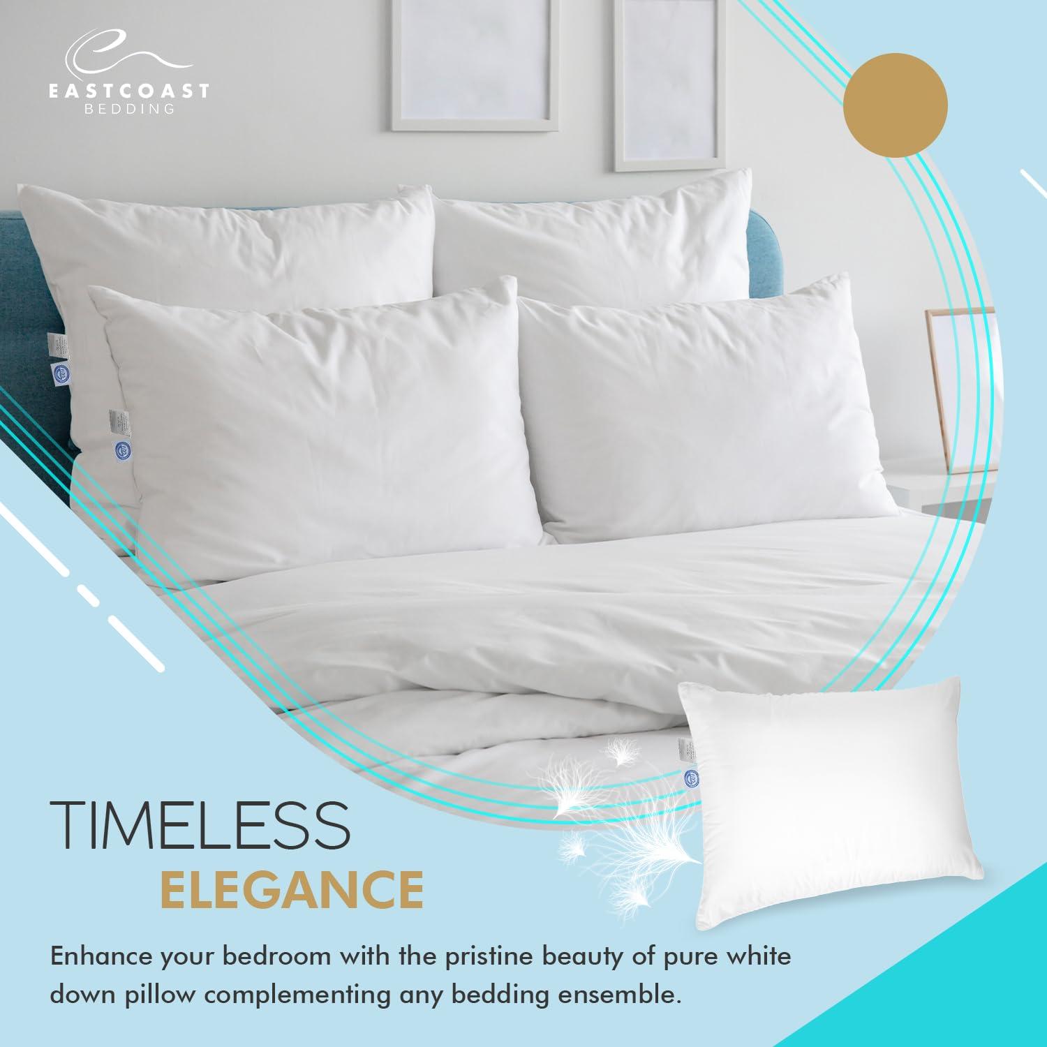 East Coast Bedding Goose Down Sleeping Pillow White 600 Fill Power with 400 Thread Count 100% Cotton for Couch, Side Sleeper, Travel & Bed Pillows - King Size Firm - 2 Pack - Image 6