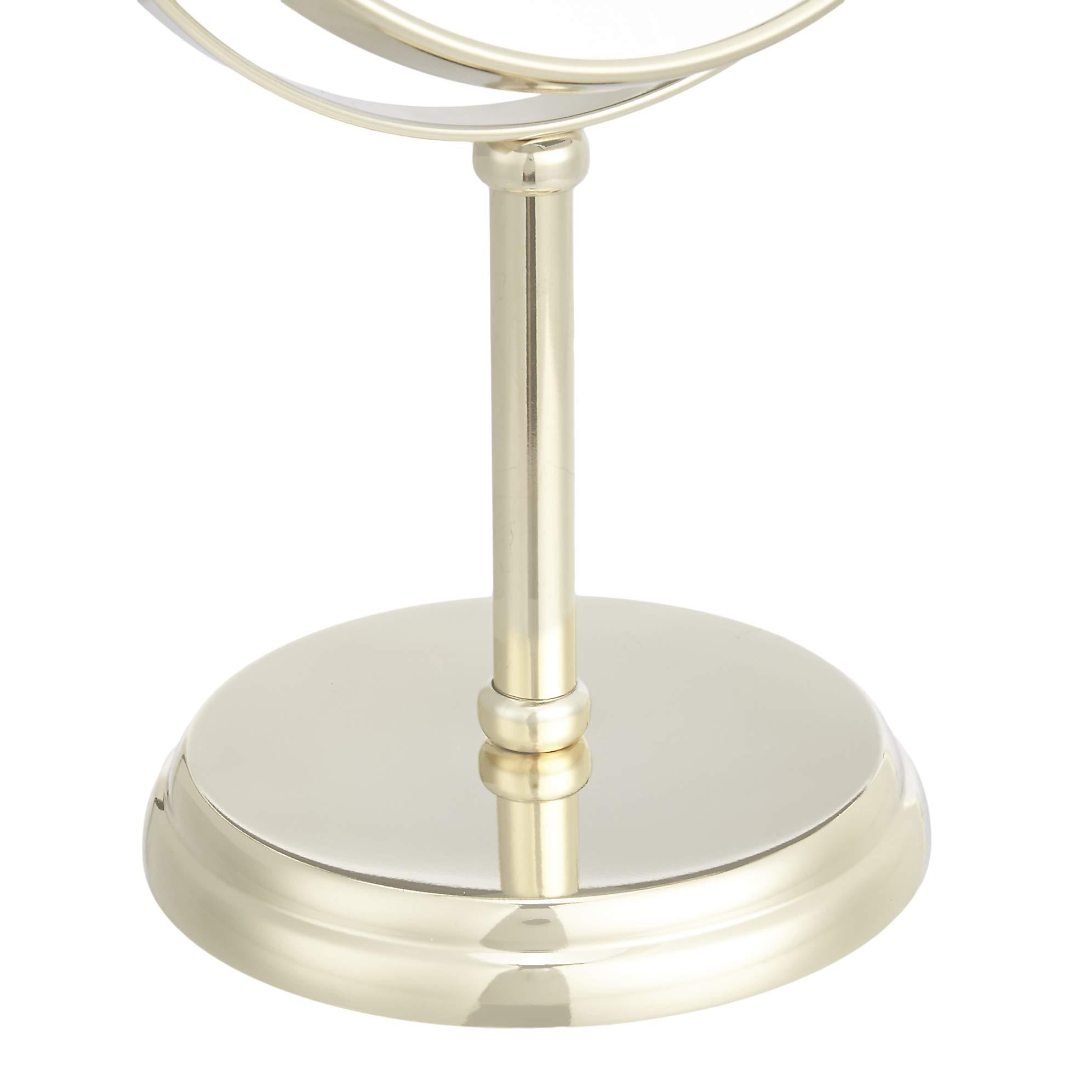 Amazon Basics Tabletop Magnifying Mount Vanity Round Mirror, 1X/5X Magnification, Iron Frame, 7.2"L x 4.92"W, Gold - Image 5