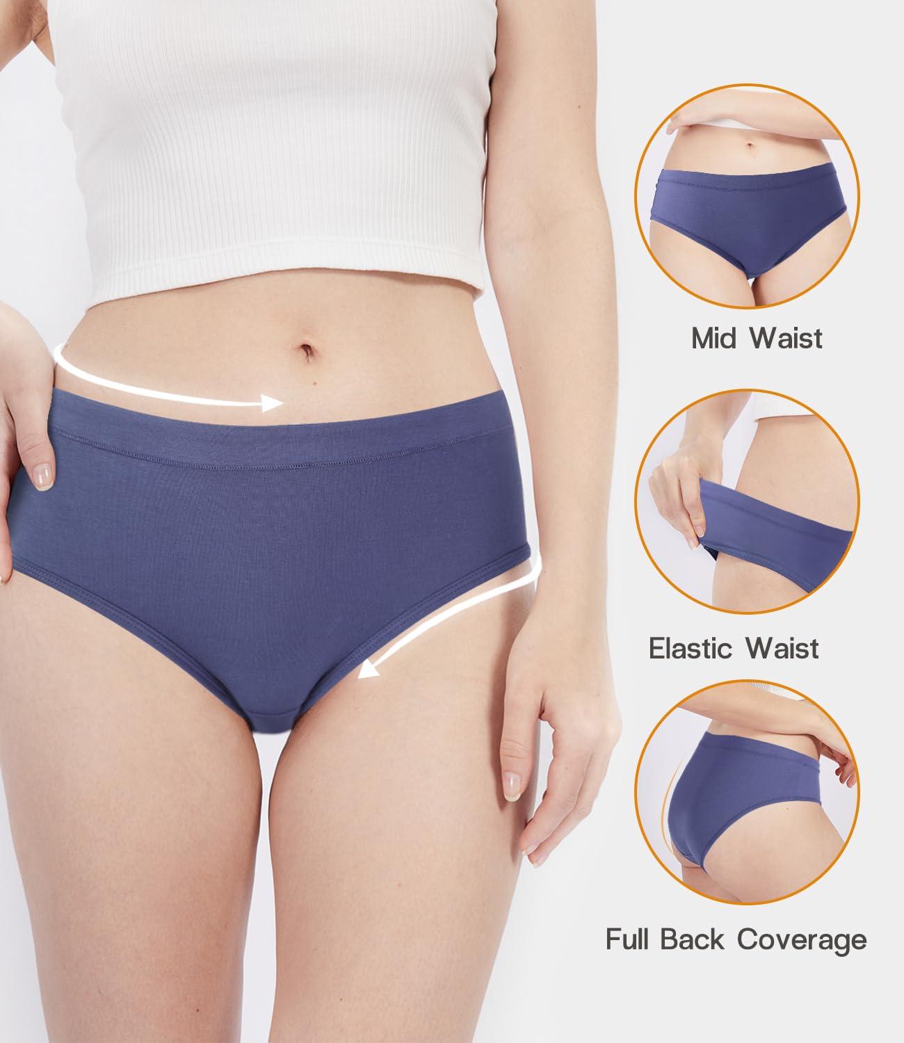 BAMBOO COOL Womens Underwear, Moisture-Wicking Briefs, Soft and Breathable Panties, Mid Waist, 5-Pack - Image 4