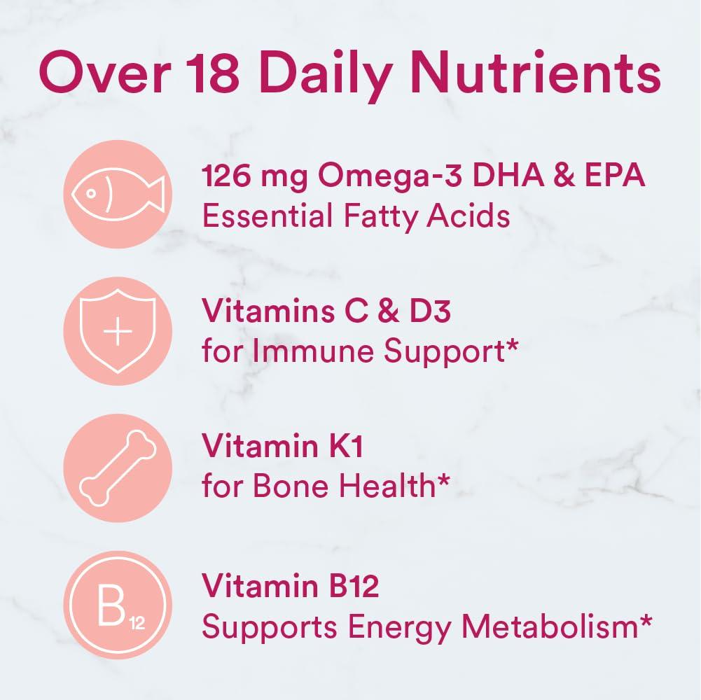 SmartyPants Women's Multivitamin Gummies: Omega 3 Fish Oil (EPA/DHA), Methylfolate, CoQ10, Vitamin D3, C, Vitamin B12, B6, A, K & Zinc, Inositol, Gluten Free, 180 Count (30 Day Supply) - Image 5