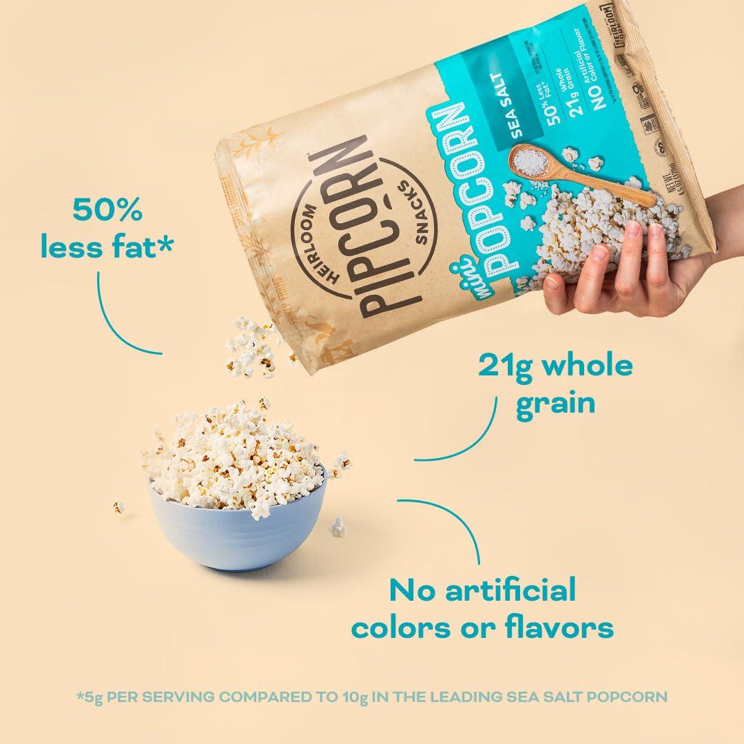 Mini Heirloom Popcorn by Pipcorn - Sea Salt,1oz 24pk - Healthy Snacks, Gluten Free Snacks, Snack Packs, Heirloom Corn, Salty Snacks - Image 5