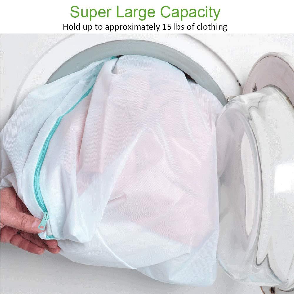 OTraki Large Washing Machine Bag 2 Pack 43 x 35in XL Mesh Laundry Bags 2 Pack Heavy Duty Zipper Big Dryer Wash Net for Delicates Bedding Blanket Pet Bed Camp Travel Dorm Jumbo Netted Organizer White - Image 4