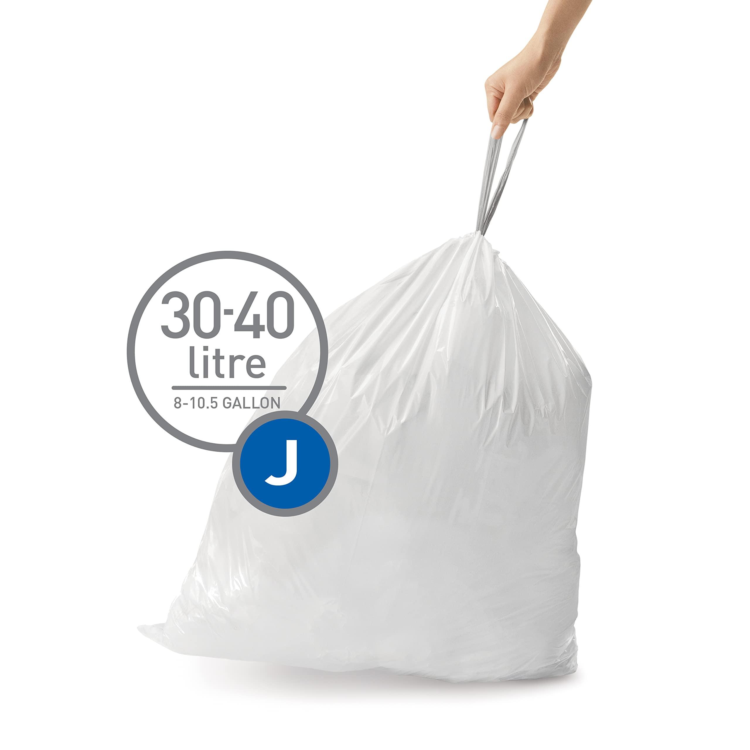 simplehuman Code J Custom Fit Drawstring Trash Bags, 240 Count, 30-45 Liter / 8-12 Gallon, White - Image 3