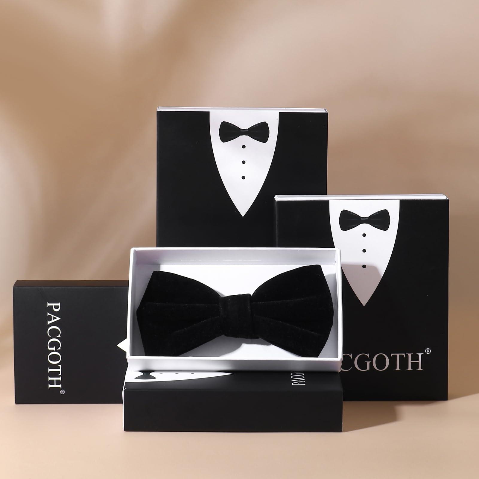 PACGOTH Bow Ties for Men, Men’s Pre-Tied Bow Ties, Velvet Bow Ties for Men, Adjustable Oversized Tuxedo Bow Tie With Gift Box - Image 7