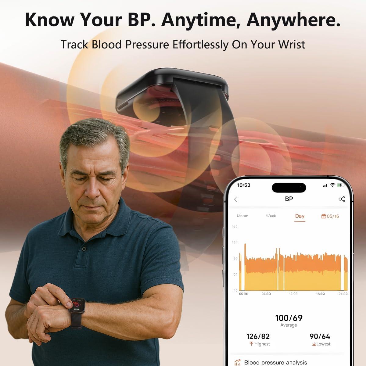 MorePro Smart Watch for Men Women(Make/Answer Call), 1.85" Smartwatch with 24/7 Heart Rate & Blood Pressure Monitor, Blood Oxy-gen Sleep Tracking, 120+ Sports Fitness Trackers for iPhone Android - Image 2