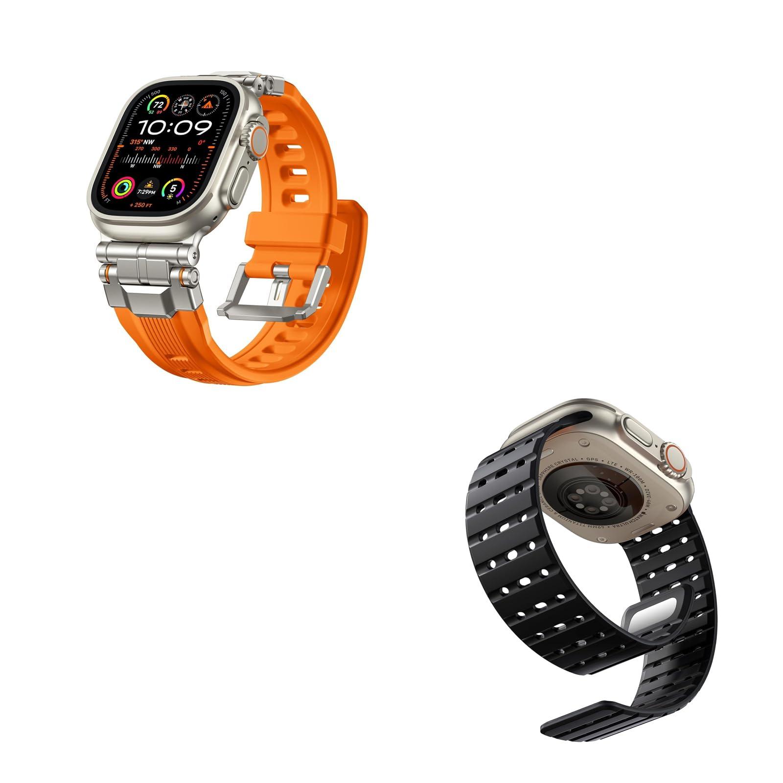 Bandletic R-Steel Sport Band Compatible with Apple Watch Ultra 2/Ultra Band 49mm/46mm/45mm/44mm/42mm(3/2/1) + R-Lite Fit Magnetic Band