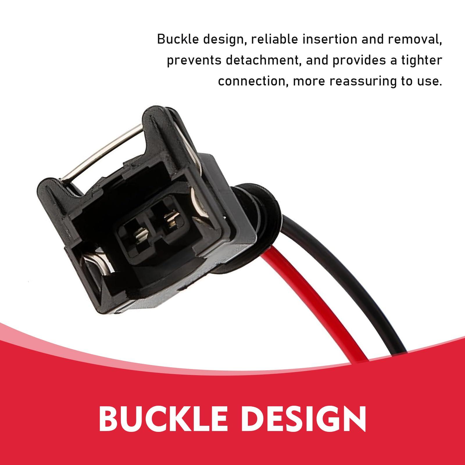 GRANDI Fuel Injector Connector, Waterproof Shell + Copper Core Plug Standard Specification Injector Socket, With Extended Pigtail Wiring Harness, Universal for Most Cars (Black) - Image 3