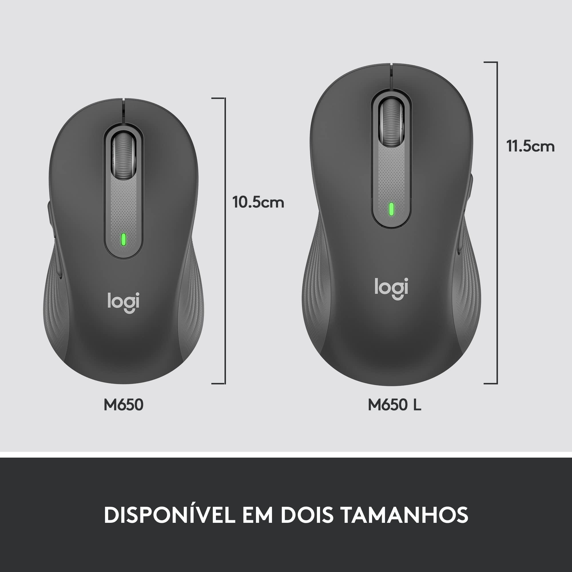 Logitech Signature M650 Wireless Mouse - for Small to Medium Sized Hands, 2-Year Battery, Silent Clicks, Customizable Side Buttons, Bluetooth, Multi-Device Compatibility (Graphite) - Image 9