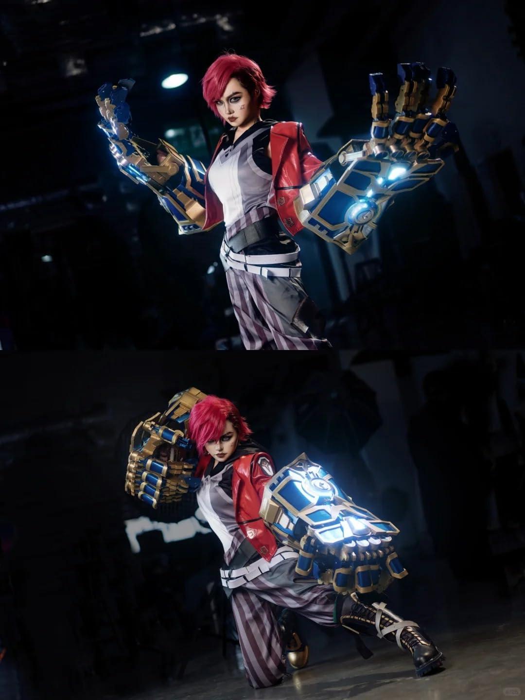 Generic Anime Arcane Costume Vi Cosplay Red Jacket Complete Set with Wig - Image 5
