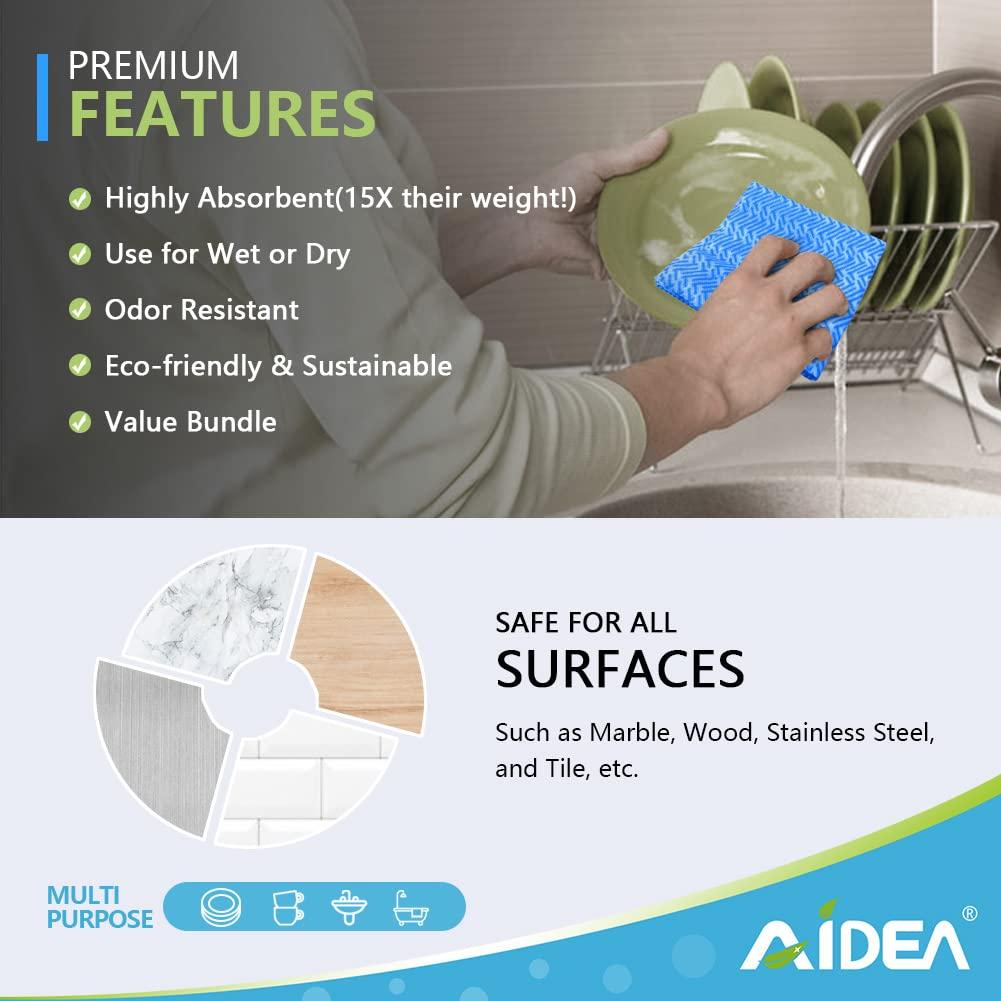 AIDEA Cleaning Wipes, Multi-Purpose Towel and Reusable Cleaning Cloths 80Ct(1 Pack), Domestic Wipes for Kitchen and Office (12''x24'') - Image 2