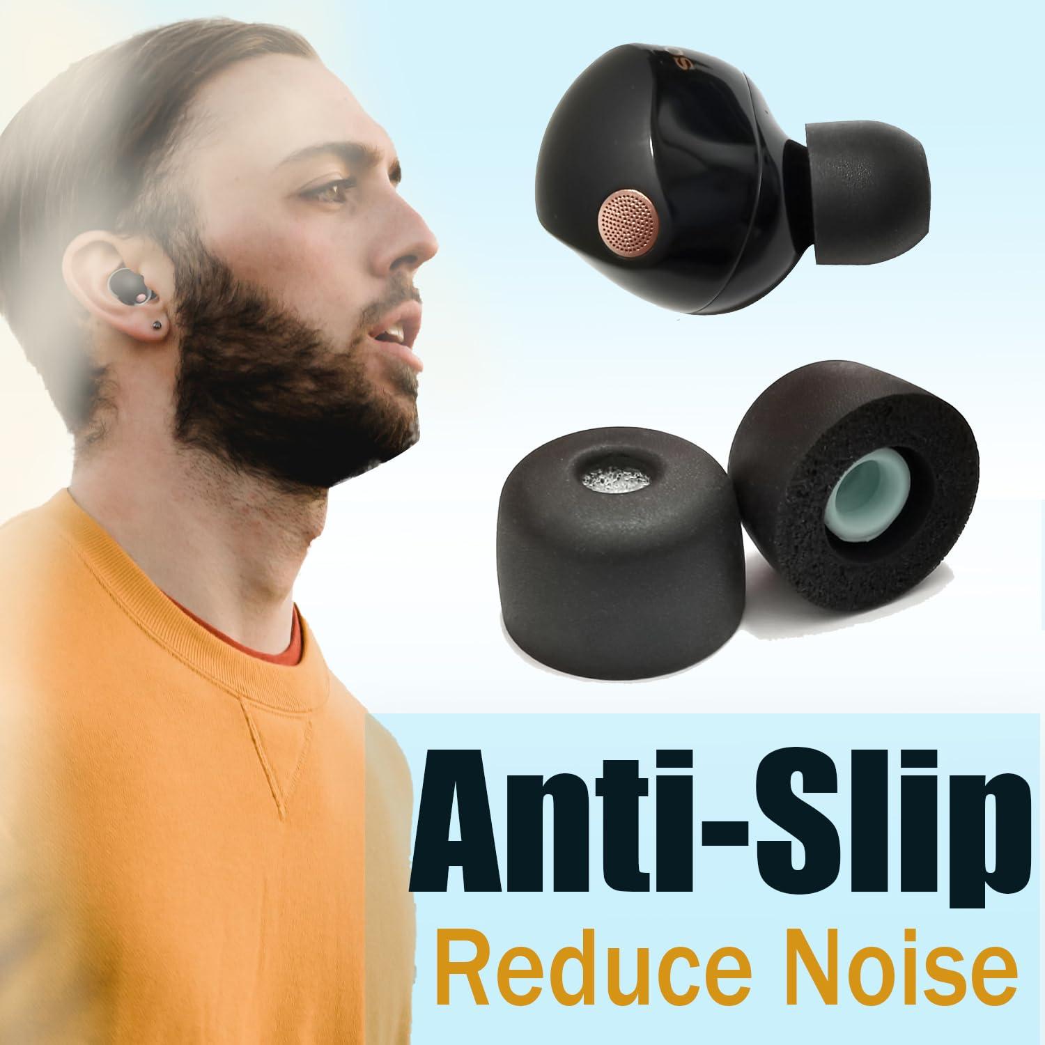 Memory Foam Ear Tips for Sony WF-1000XM5 Filter Screen Earbuds Tips for WF-1000XM5 WF-1000XM4 fit Charging Case, 4 Pairs Black - Image 5