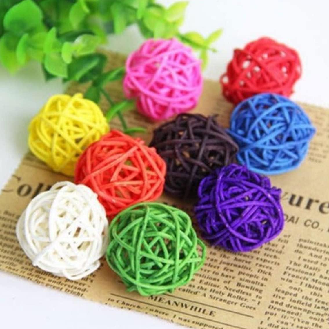 10PCS Multicolor Rattan Balls,Multifunction Wicker Ball,Crafts DIY Accessories Vase Fillers Ornaments,Birds Quaker Parrot Parakeet Chewing Pet Bite Ball for Budgies Hamsters Ball Orbs,Pet Supplies - Image 8