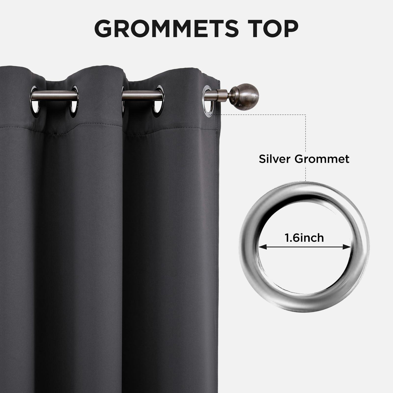 Joydeco Dark Grey Blackout Curtains 72 Inch Length, 72 Inch Curtains for Bedroom, Thermal Insulated Long Curtains & Drapes 2 Burg, Room Darkening Grommet Drapes for Living Room Window, 2 Panels Set ﻿ - Image 2