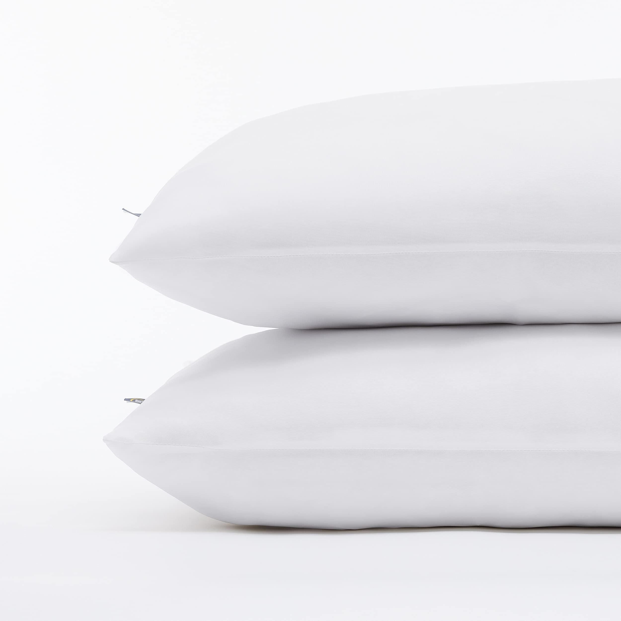 Serta Power Chill Cooling Pillow Protectors, Stain Resistant and Zippered Pillow Protector, Protects Pillow from Dust and Dirt (2 Pack), Standard/Queen, White - Image 2