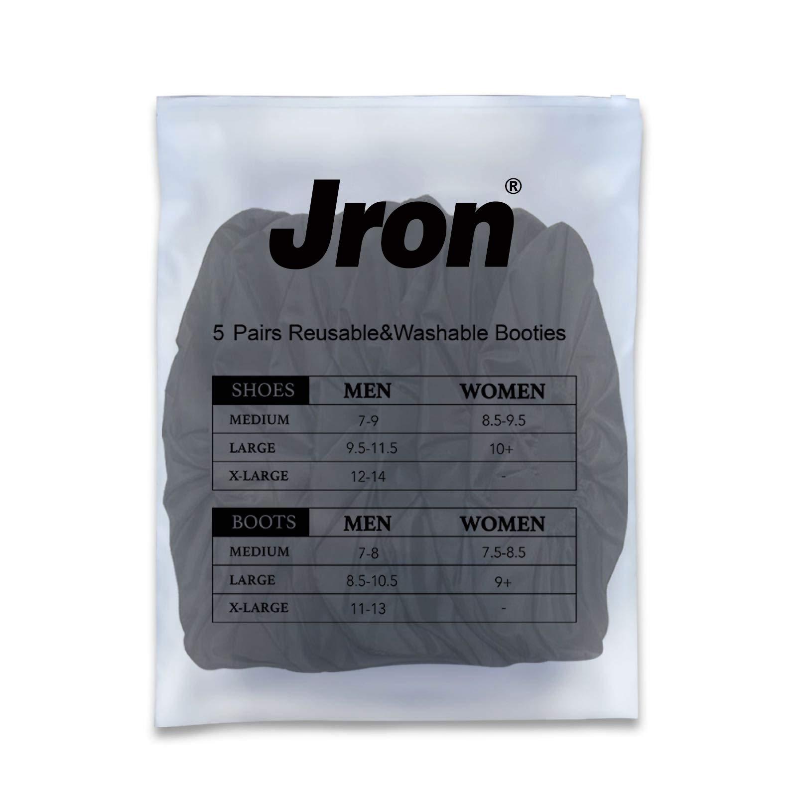 Jron 5 Pairs Premium Reusable Washable Shoe Cover Boot Covers for Contractors (5 Pairs | US 12-14 For Shoes/US 11-13 For Boots, Black) - Image 8