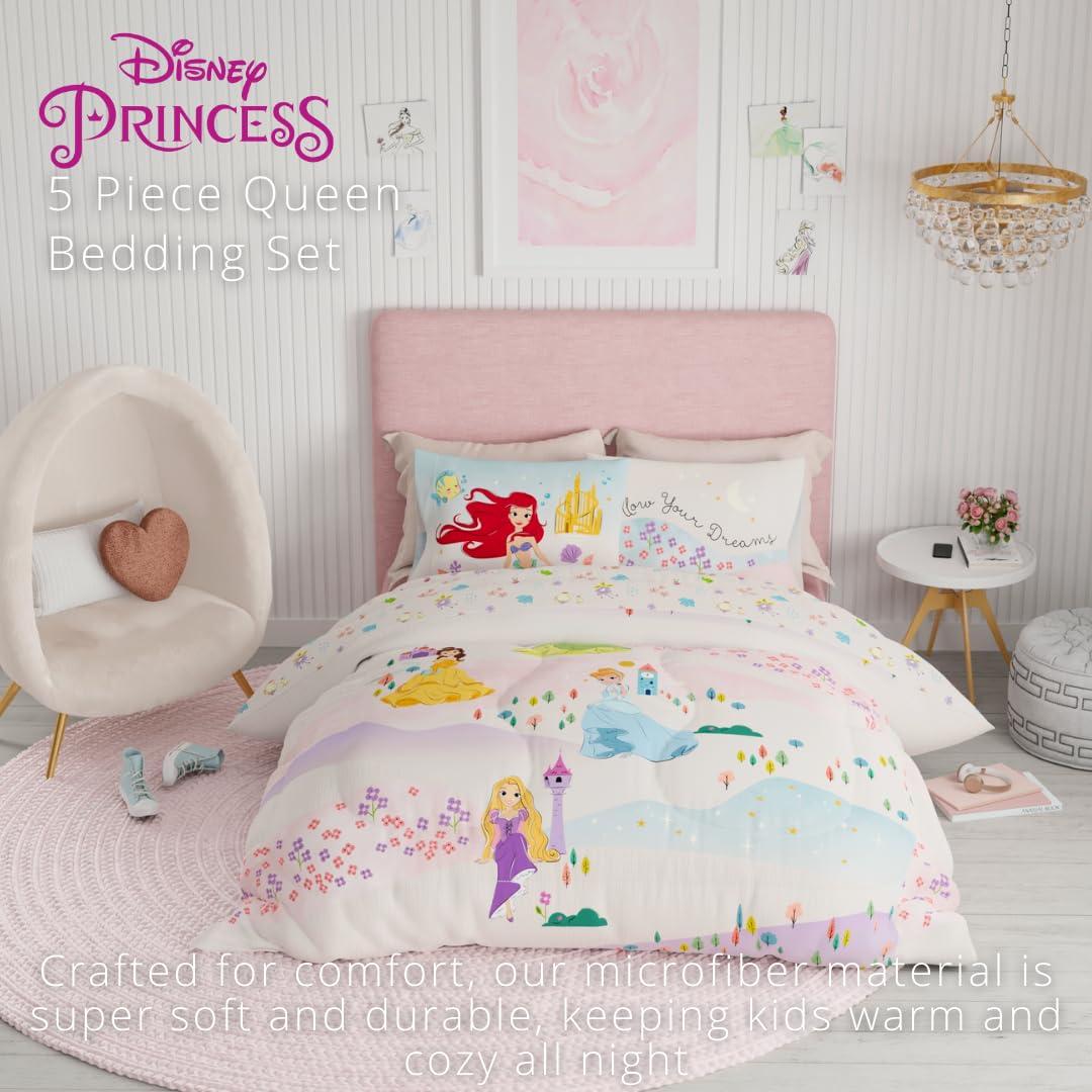 Franco Disney Princess Kids Bedding Super Soft & Cozy Comforter and Sheet Set, Queen, (Officially Licensed Product) - Image 2
