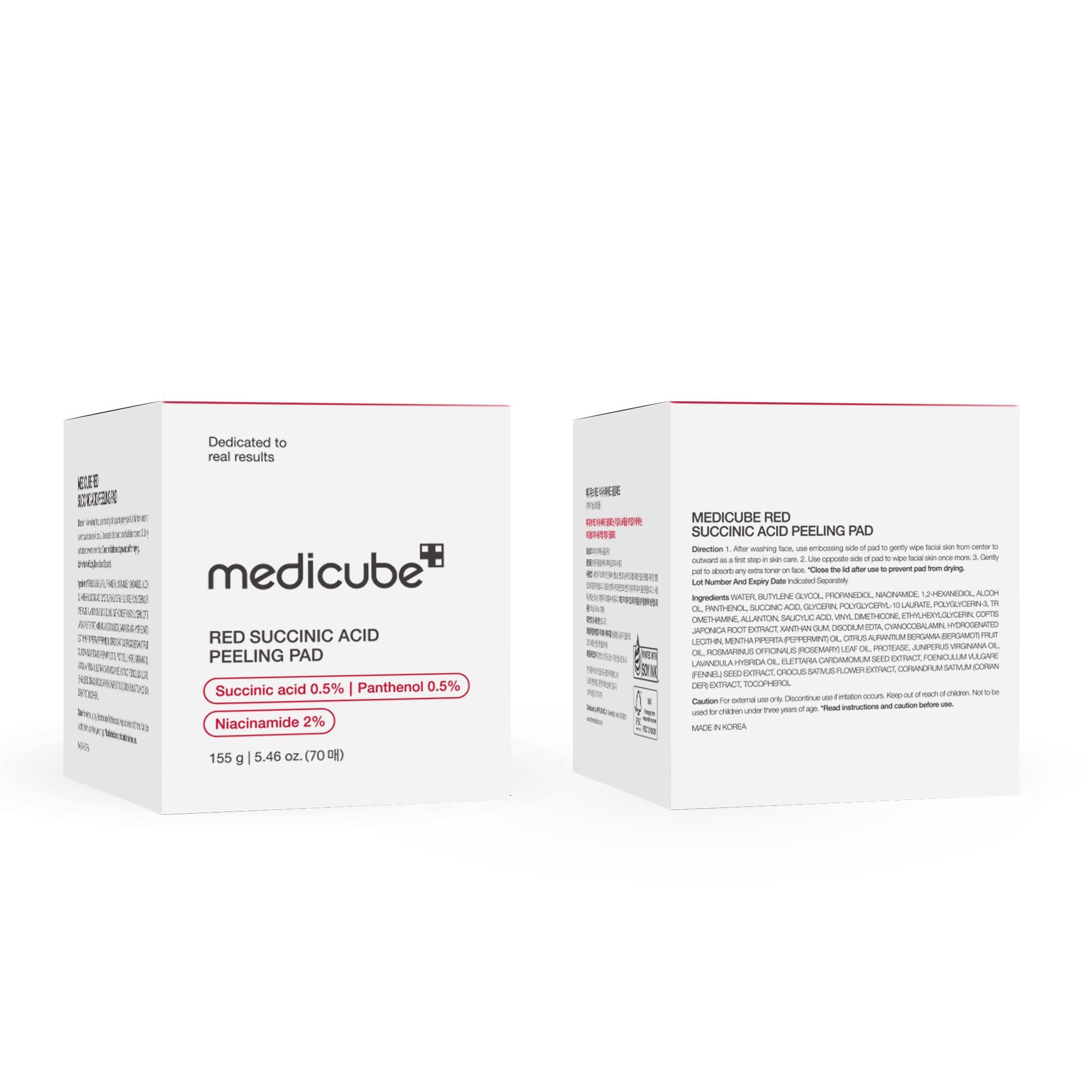 Medicube Red Succinic Acid Panthenol Facial Peeling Pads - Exfoliating Toner Pads for Breakout-Prone Skin with Niacinamide, AHA, BHA, and Soothing Panthenol - Non-Comedogenic - Image 6