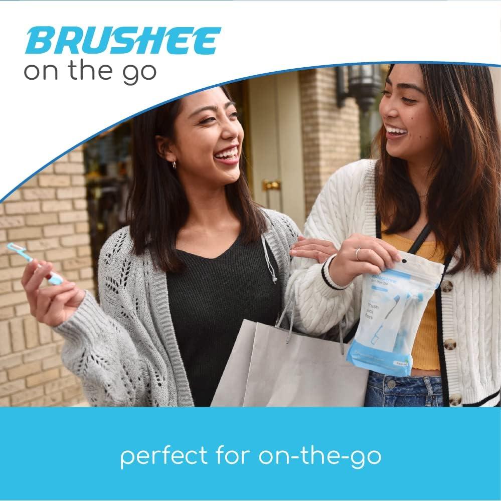 Brushee - The Evolution of Oral Care | 4-in-1 Tool (Paste + Brush + Floss + Pick) | Individually Wrapped | Disposable | Prepasted Travel Toothbrushes | Small Adult Toothbrush - (24-Pack) - Image 6