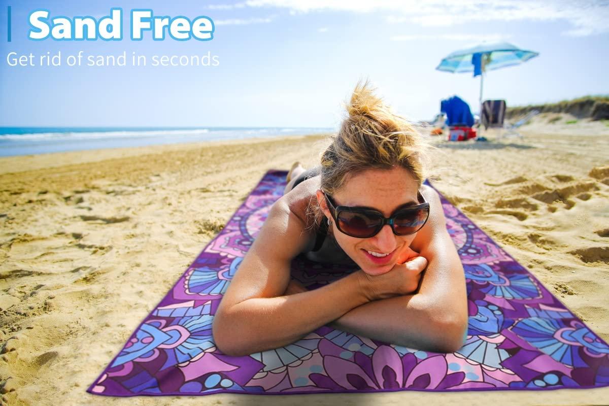 2 Pack Microfiber Oversized Lightweight Beach Towel 71"x32" XL Extra Large Thin Sand Free Towels Travel Swim Pool Yoga Gym Camping for Adults Women Men Beach Essentials Accessories Vacation Gift - Image 4