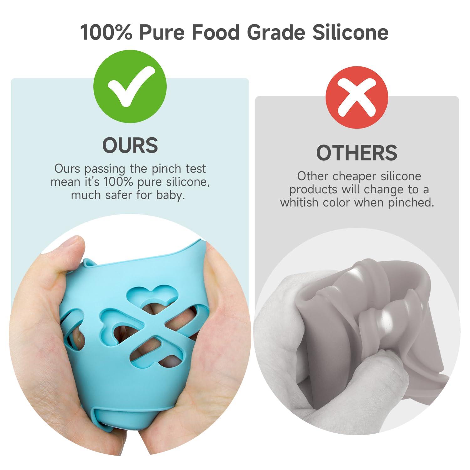 MORLIKE 4 Pack Silicone Sleeves Fit for 4 oz/120 mL Dr. Brown's Natural Narrow Glass Baby Bottle, 100% Silicone Covers Protect Glass Bottle, Easy to Grip Baby Bottle Holders for SB41001-P4, SB42003-P2 - Image 3