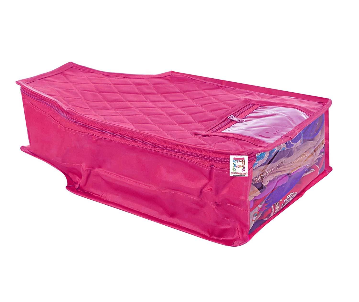 atorakushon 6 Piece Fabric Satin Blouse Cover Clothes Storage Bag Set With Transparent Window Wardrobe Garments Organizers (Pink) - Image 3