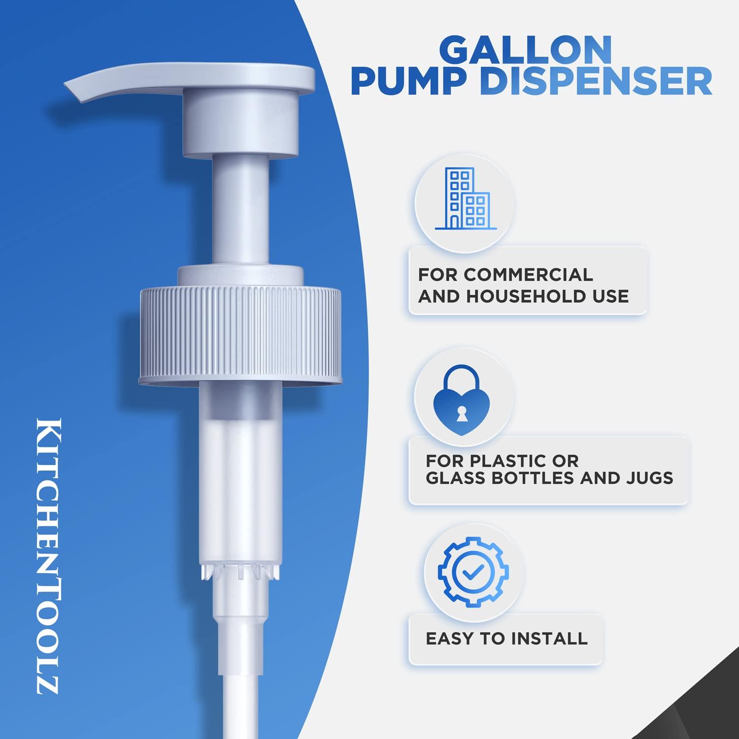 Gallon Pump Dispenser for Glass Jugs or Plastic Bottles - Compatible with Listerine Pump 1-1.5L Bottle Heavy-Duty Industrial Grade for Syrup, Soap, Condiments, Detergent - Pack of 2 White Pumps - Image 7