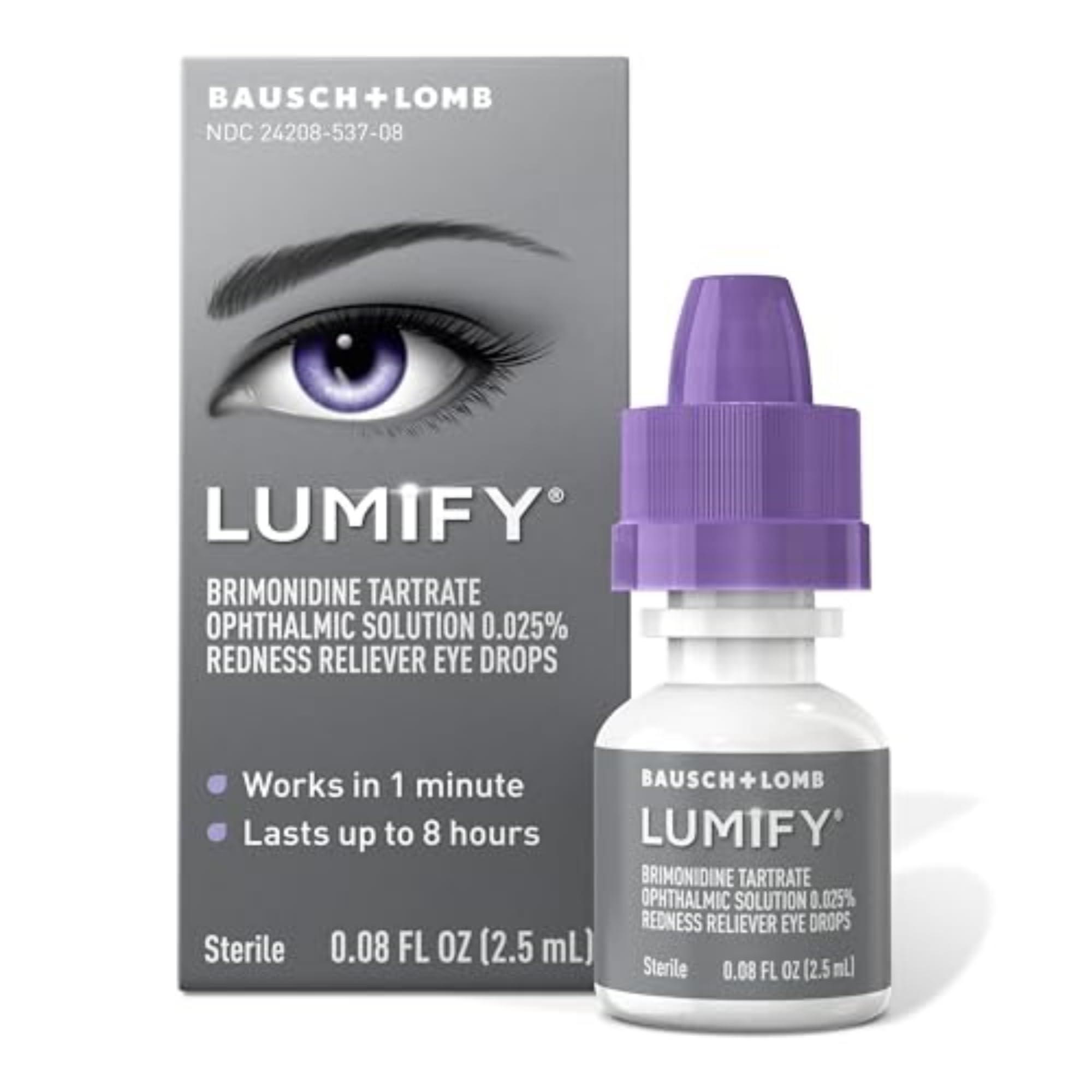 LUMIFY Eye Drops for Red Eyes, Redness Reliever for Brighter Looking Eyes, Works in 1 Minute & Lasts Up to 8 Hours, Eye Drops, 0.08 Fl Oz (2.5 mL)