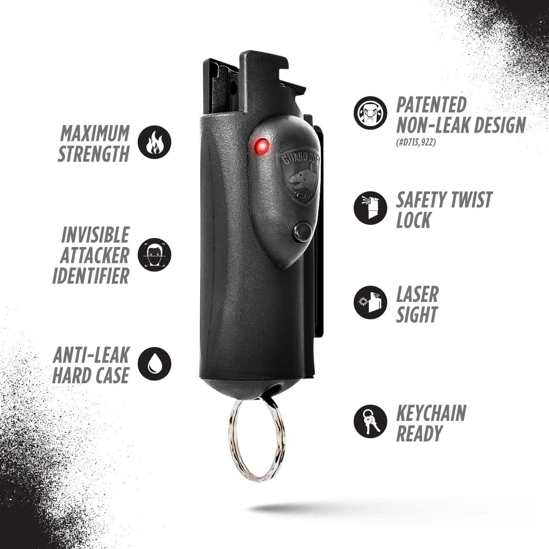 Guard Dog Security Pepper Spray Self Defense for Women, Men, OC Spray, AccuFire World’s Only Laser Sight Pepper Spray Keychain with Belt Clip for Quick Access, 16 Feet Range - Image 2