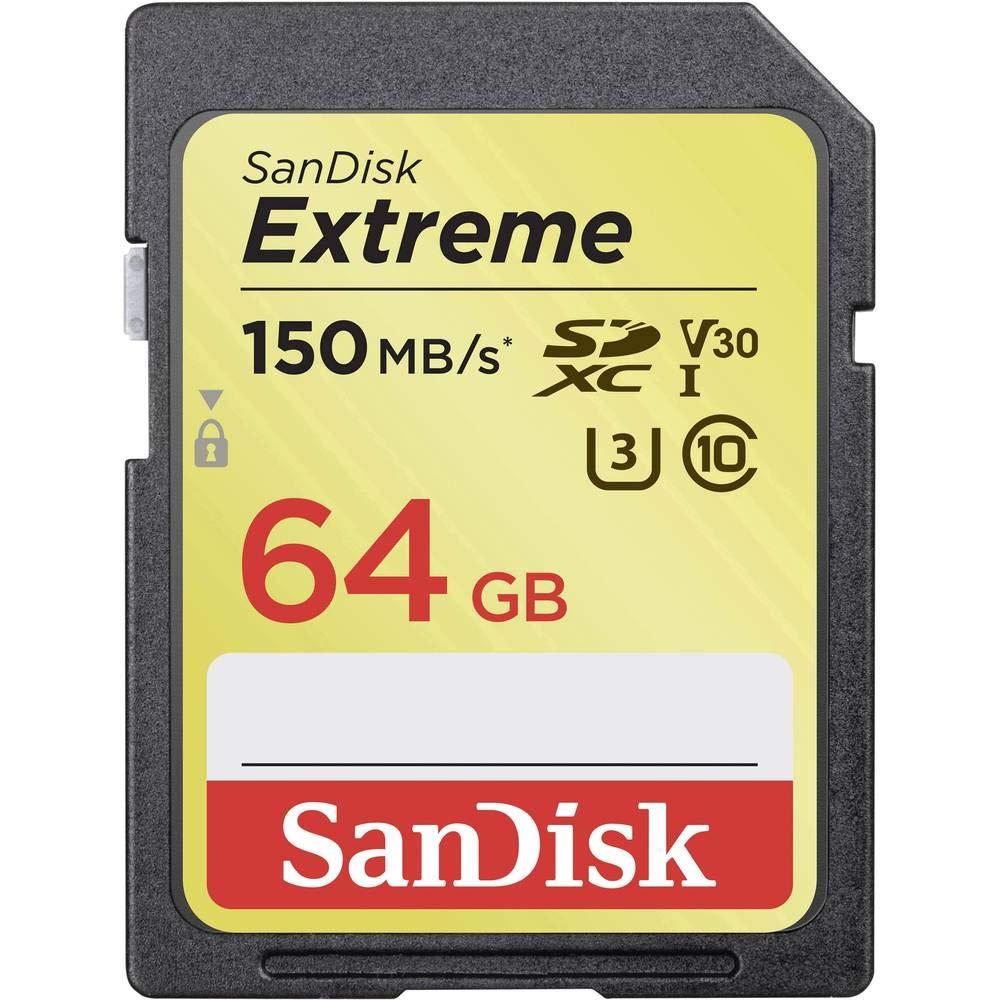 SanDisk 64GB Extreme SDXC UHS-I Memory Card - 150MB/s, C10, U3, V30, 4K UHD, SD Card - SDSDXV6-064G-GNCIN