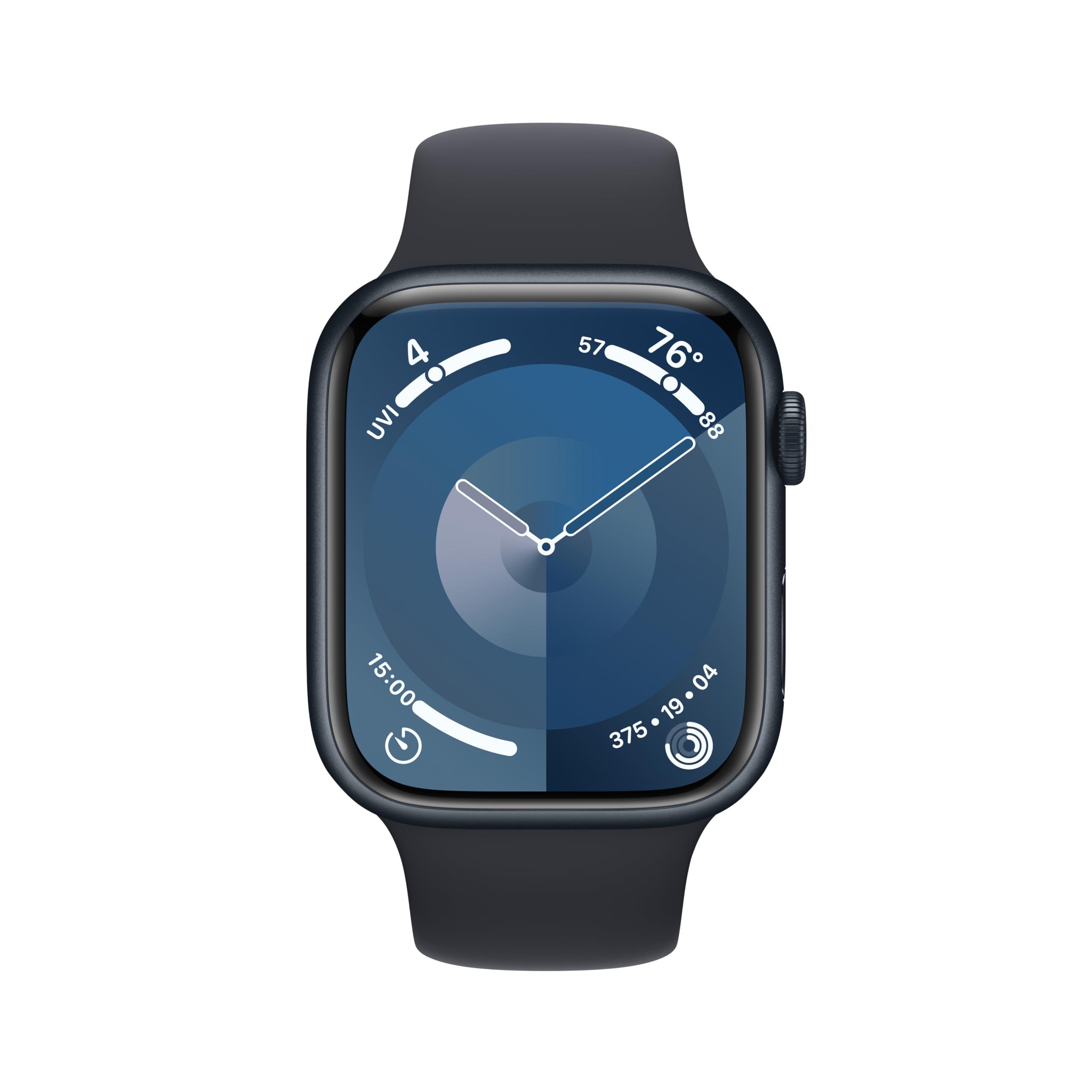 Apple Watch Series 9 [GPS 45mm] Midnight Aluminum Case with Midnight Sport Band, S/M (Renewed) - Image 2