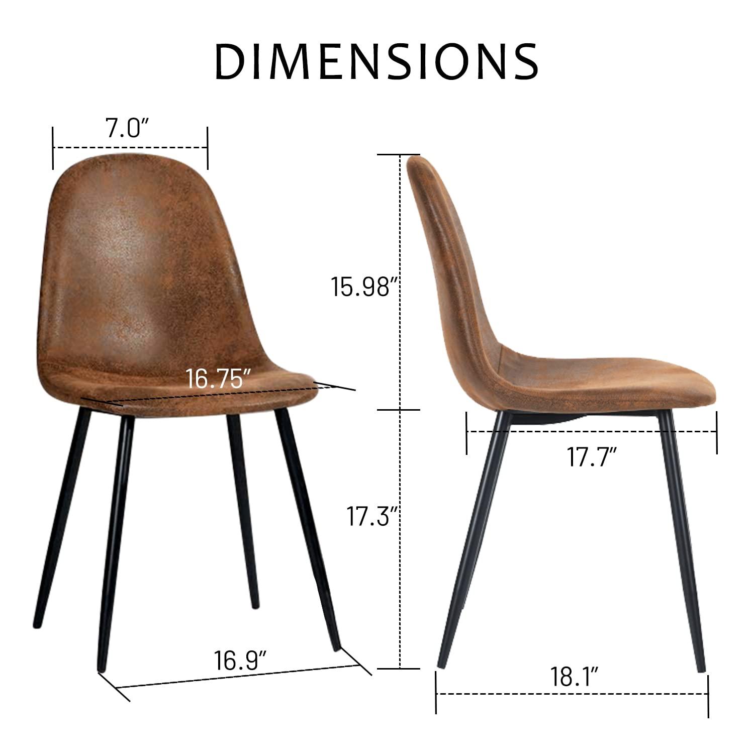 FurnitureR Dining Chairs Set of 4, Fabric Suede Dining Room Side Seating, Kitchen Chairs with Metal Legs for Living Room,Dark Brown - Image 3