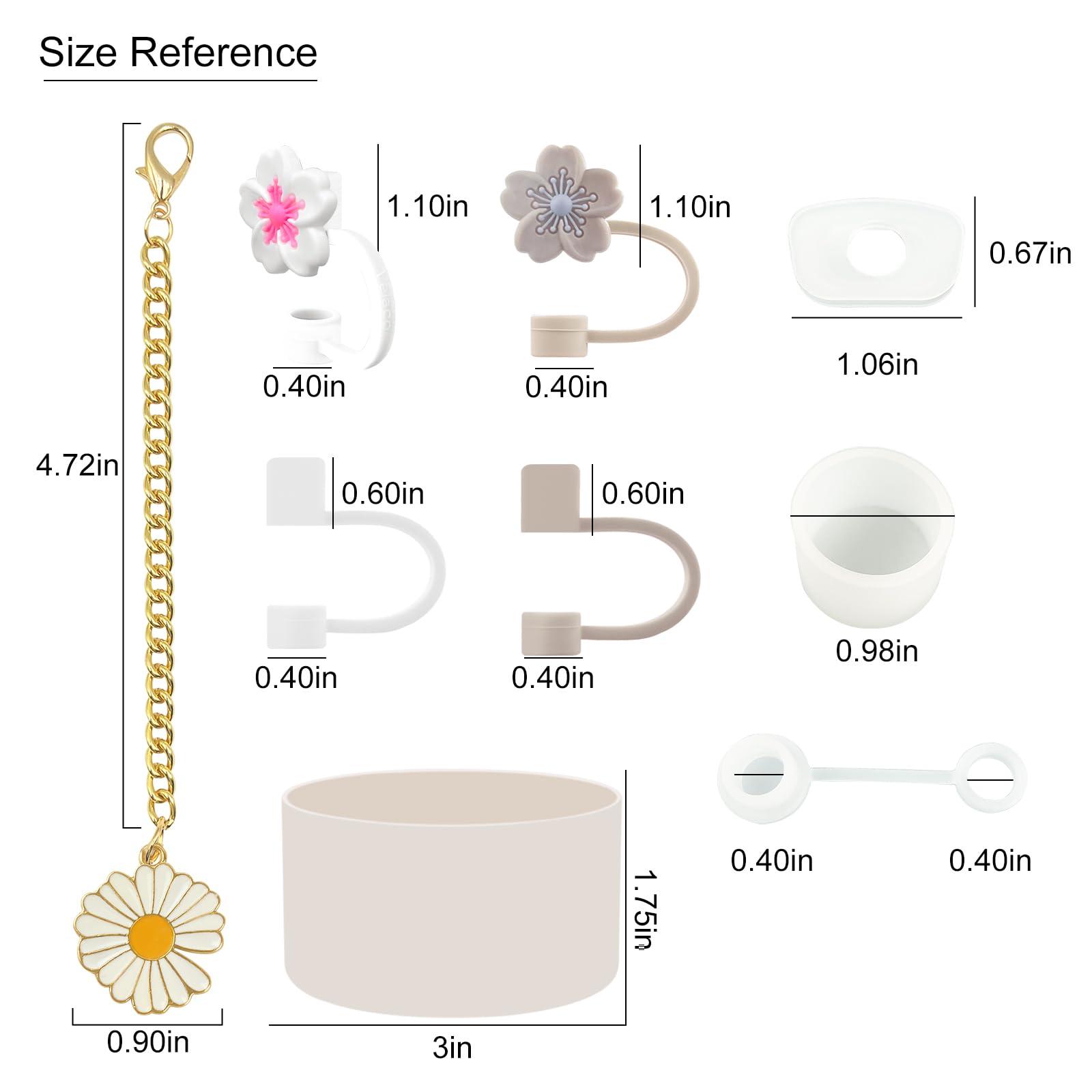 Velaco 9 PCS Accessories for Stanley 30/40 oz Tumbler, including Spill-Proof Stopper Set, Straw Toppers, Silicone Cup Boot, Keychain Charm - White - Image 7