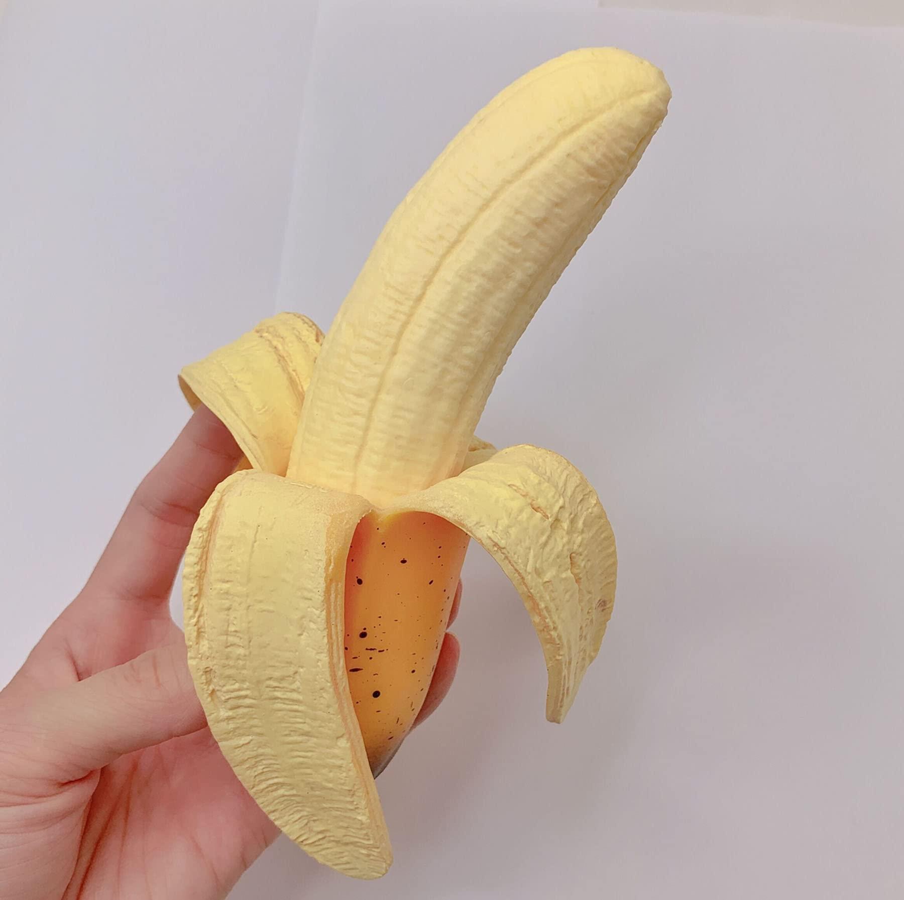 funnysquee Banana Squishies Stress Relief Soft Scented Simulation Bananas Fruit Squeeze Toys Cute Birthday Gift Novelty Toy for Kids (Yellow Banana) - Image 5