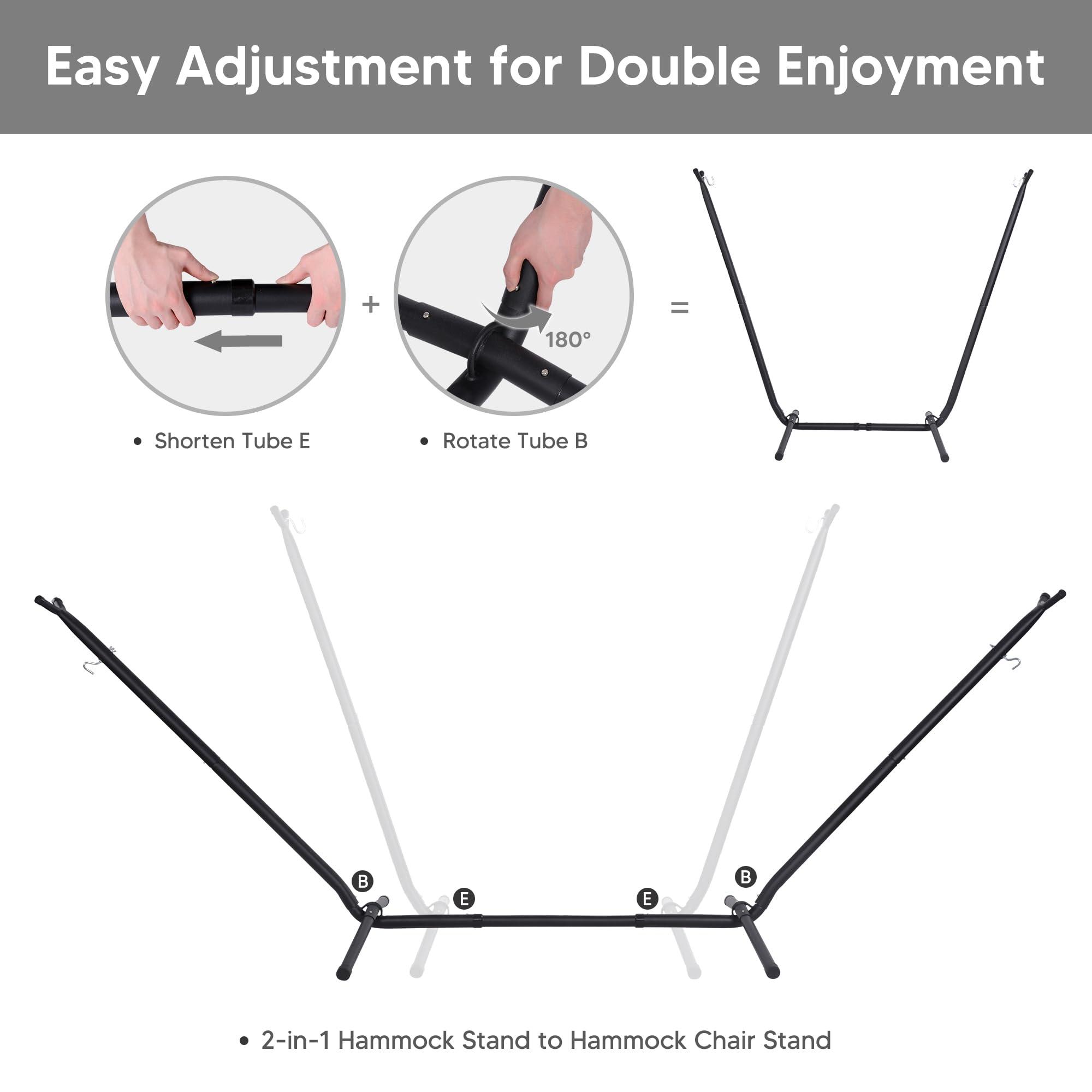 SUNCREAT 2-in-1 Hammocks Hammock Chair with Stand, 475 lbs Capacity, Heavy Duty Two Person Hammock with Stand, Patent Pending, Blue Stripe - Image 5