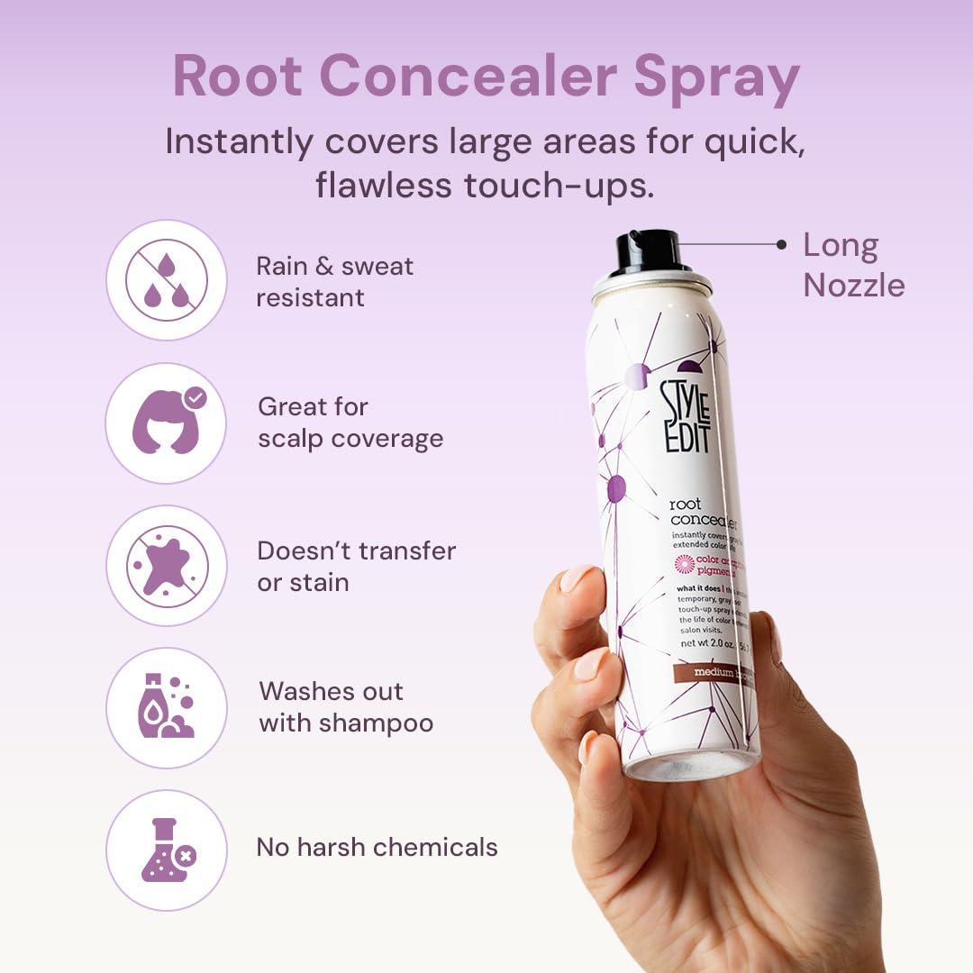 Medium Brown Root Concealer - Touch Up Spray For Medium Brown Hair Color - Temporary Instantly Covers Grey Hair, Pack of 1 - Image 2