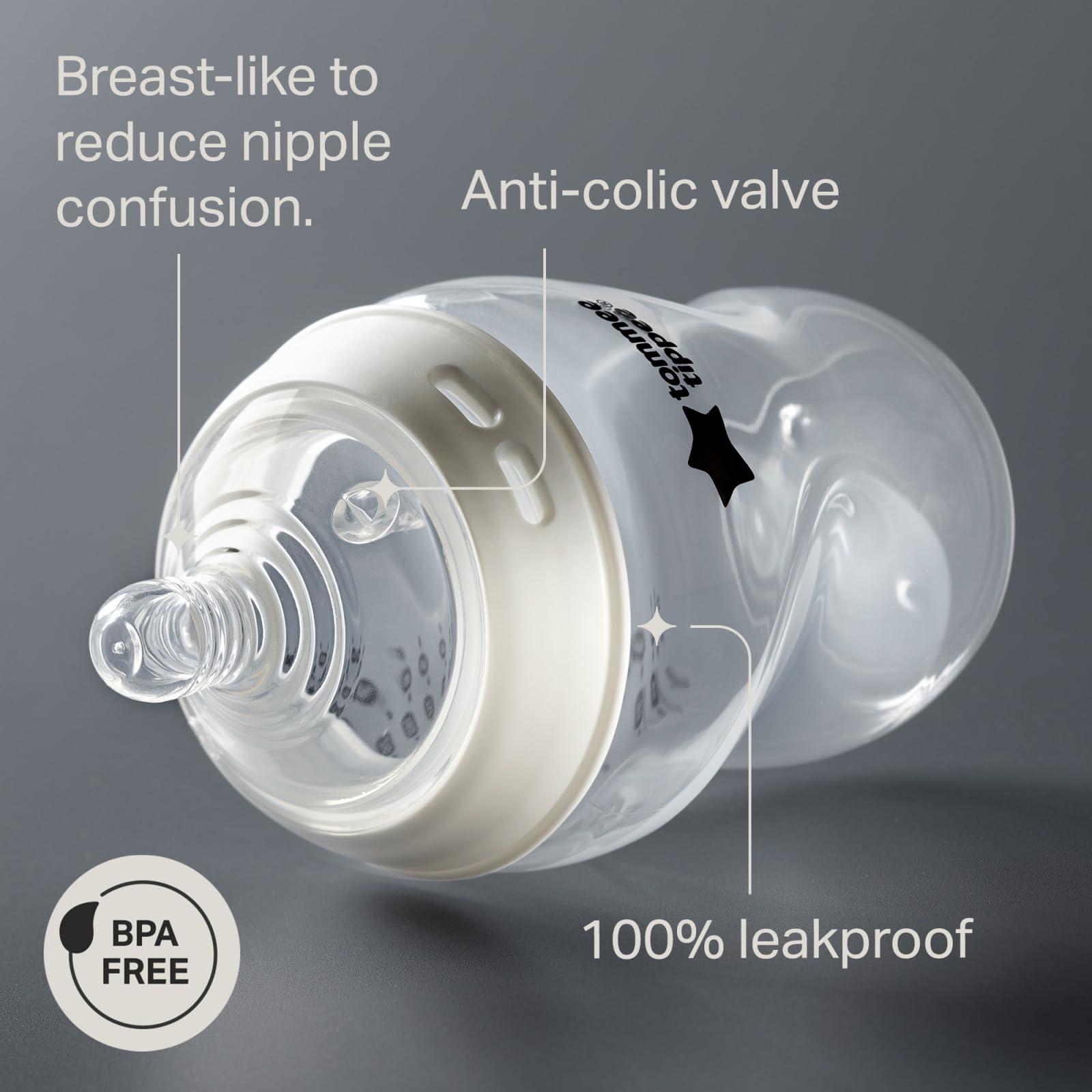 Tommee Tippee Natural Start Anti-Colic 9 oz BPA Free Baby Bottles, 0+ Months, Slow Flow Breast-Like Nipple, Self Sterilizing, Designed for Seamless Transition Between Bottle & Breast, Fiesta,Pack of 6 - Image 3