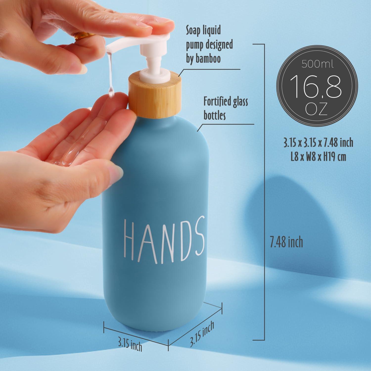 Loochica Blue Glass Kitchen Soap Dispenser, Detergent Dispenser or Hands Soap Dispenser for Kitchen Sink, Blue Soap Dispenser, Modern Blue Decor Soap Pump for Kitchen Organization - Image 2