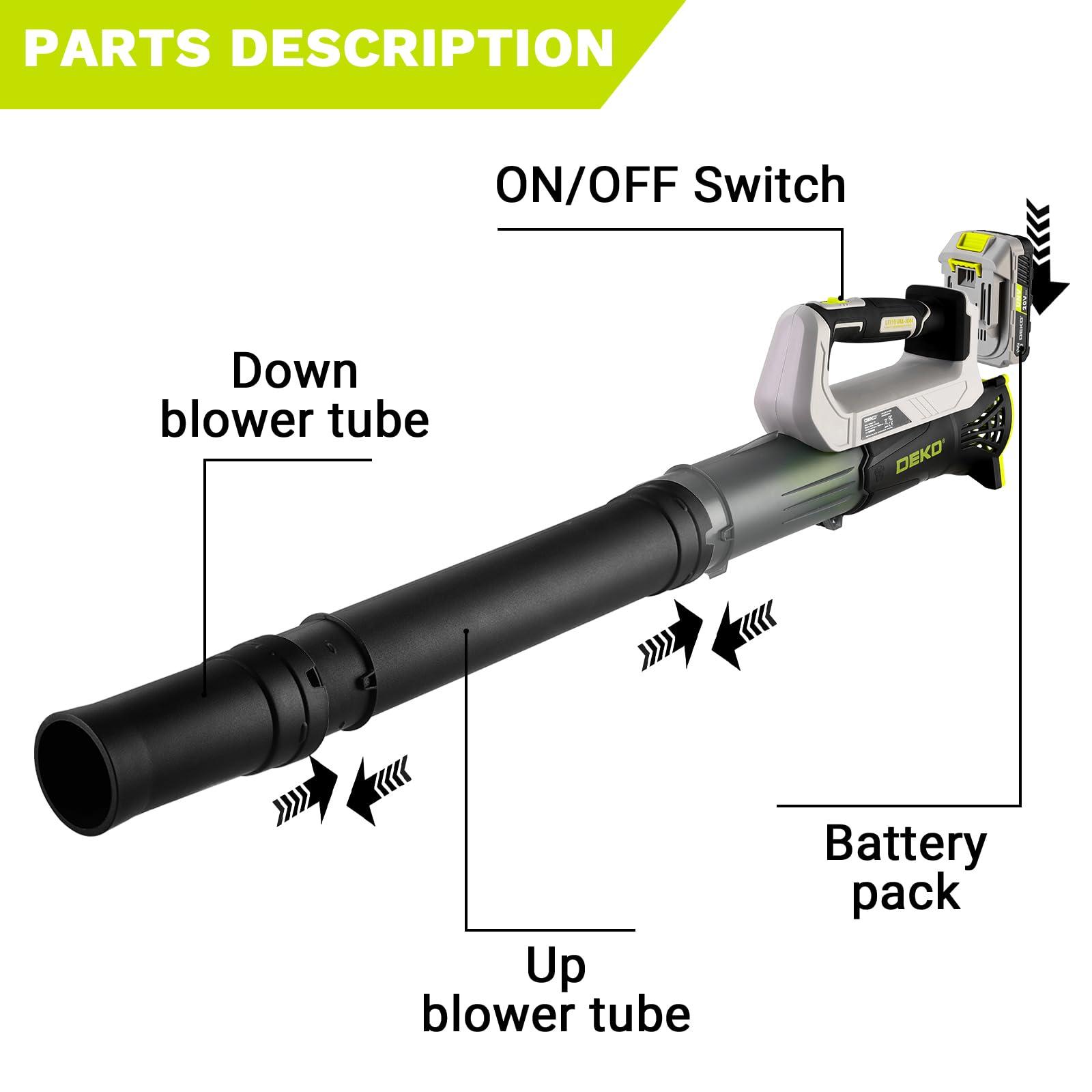 Electric Leaf Blower Cordless 18000RPM: DEKOPRO Blowers for Lawn Care with 2x2.0Ah Battery and Charger, 2 Speed Mode, Lightweight & Powerful Battery Powered Leaf Blower for Patio Yard Cleaning - Image 7
