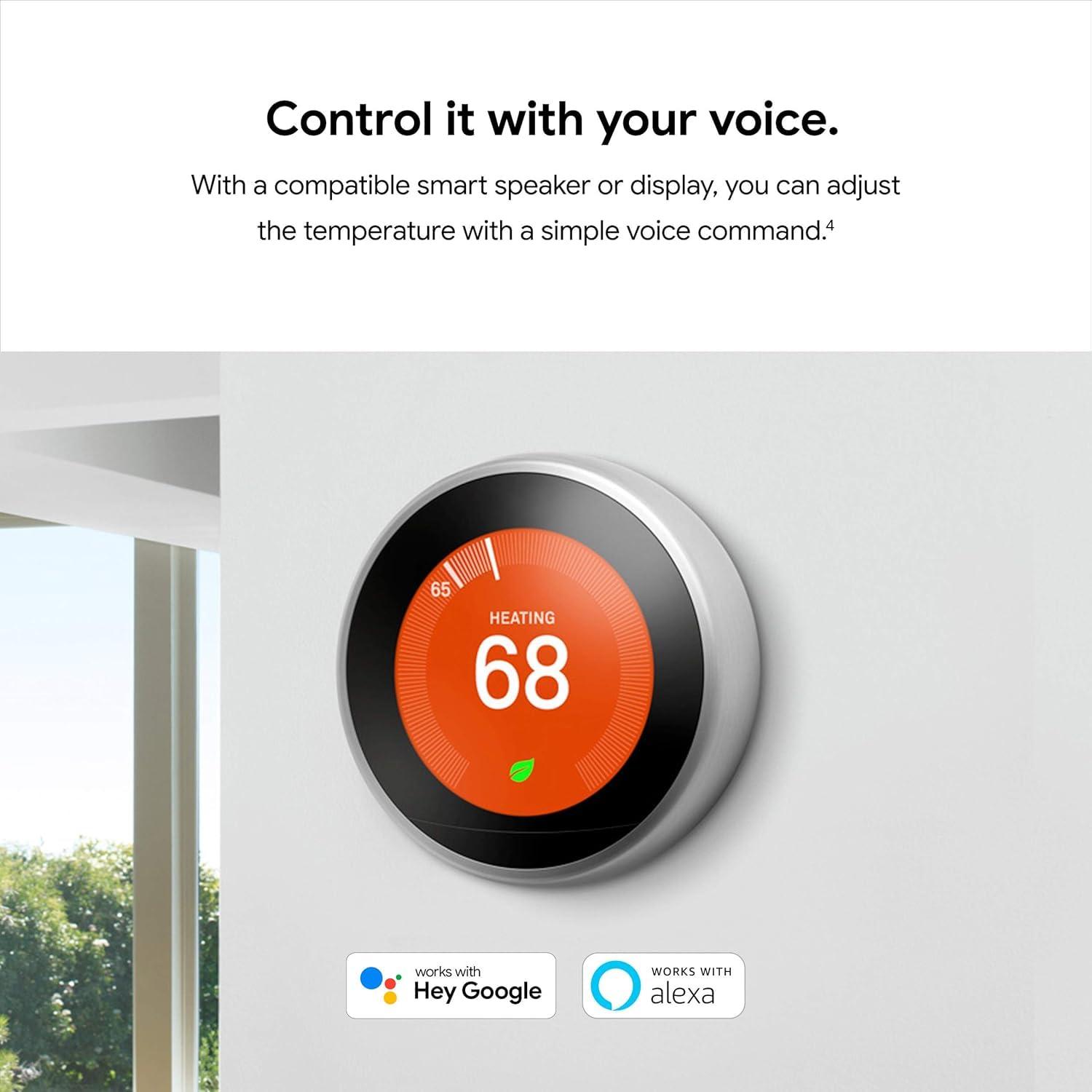 Google Nest Learning Thermostat - 3rd Gen - Programmable Smart Thermostat for Home - Compatible with Alexa (White) - Image 7